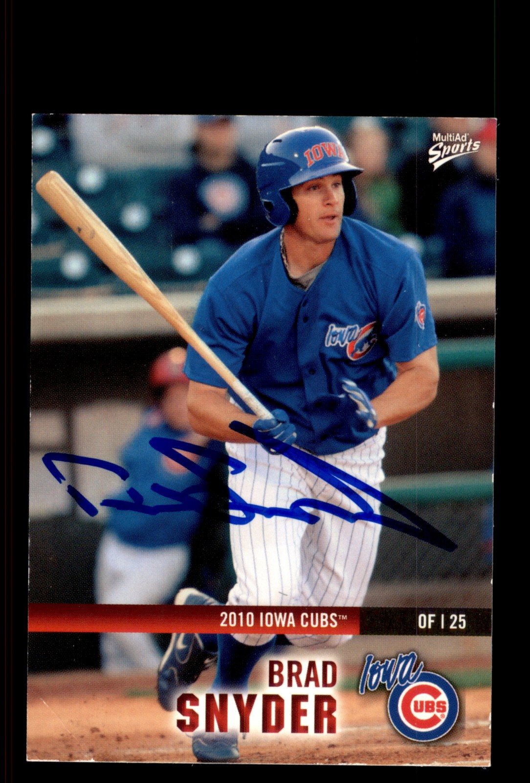 Signed Baseball Card Auto Brad Snyder 2010 MultiAd Iowa Cubs