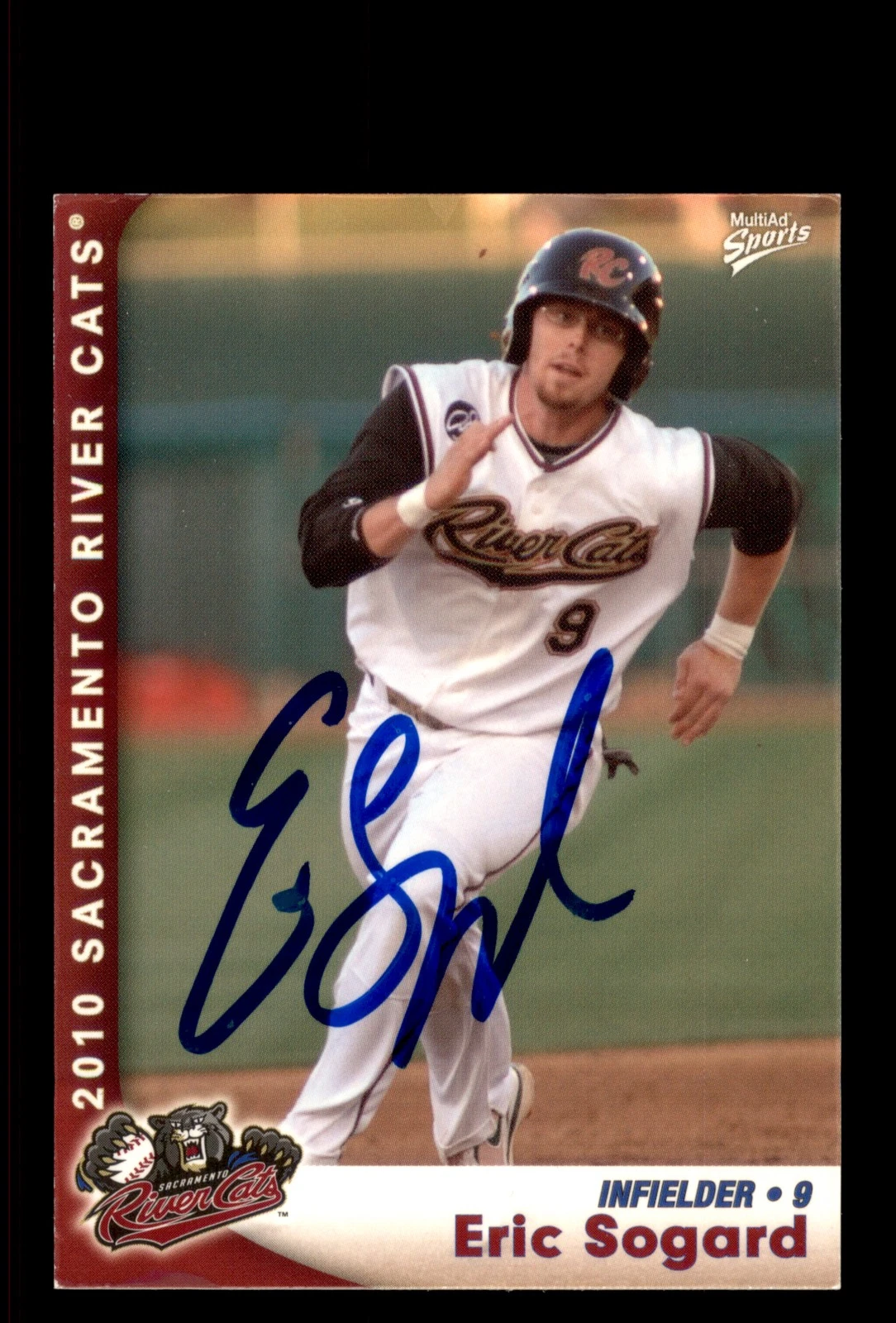 Signed Baseball Card Auto Eric Sogard 2010 MultiAd Sacramento River Cats