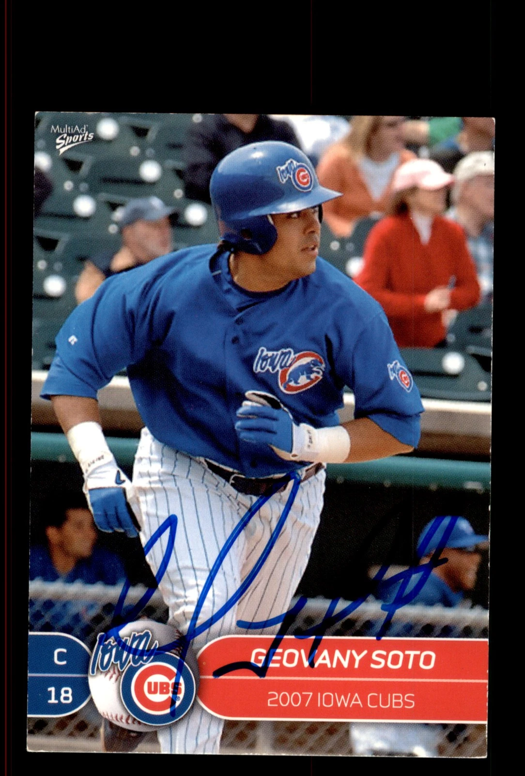 Signed Baseball Card Auto Geovany Soto 2007 MultiAd Iowa Cubs