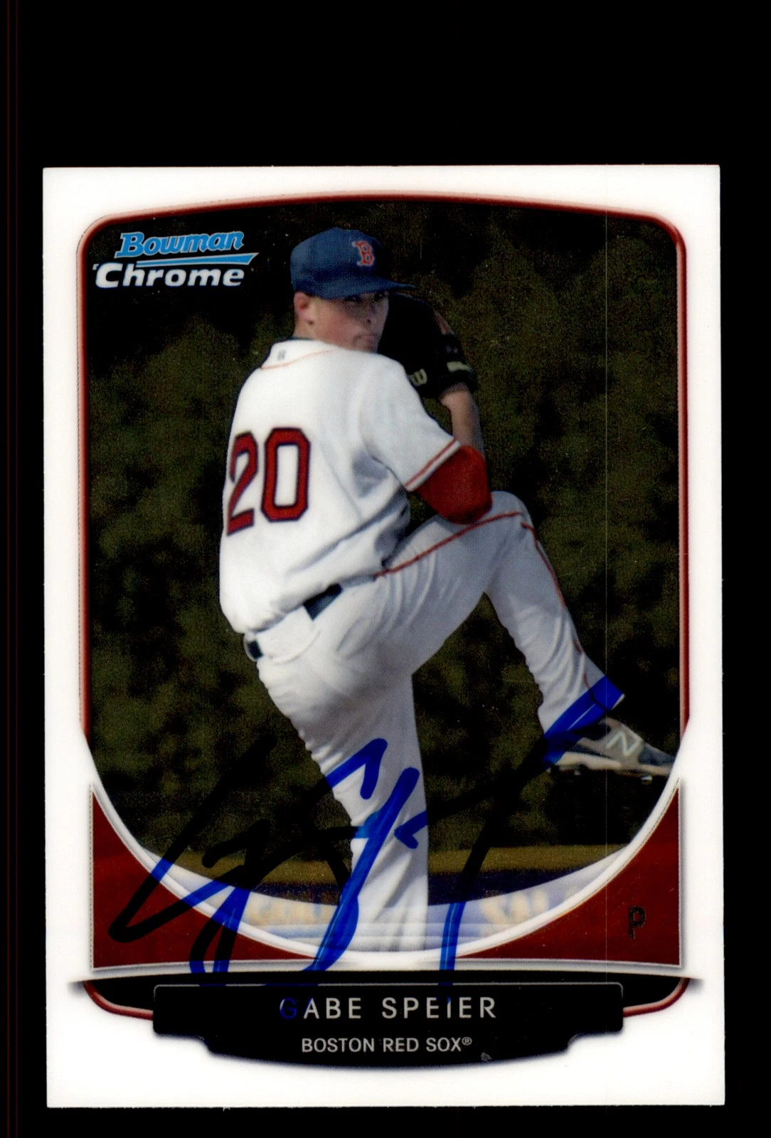 Signed Baseball Card Auto Gabe Speier 2013 Bowman Chrome #BDPP98 Red Sox