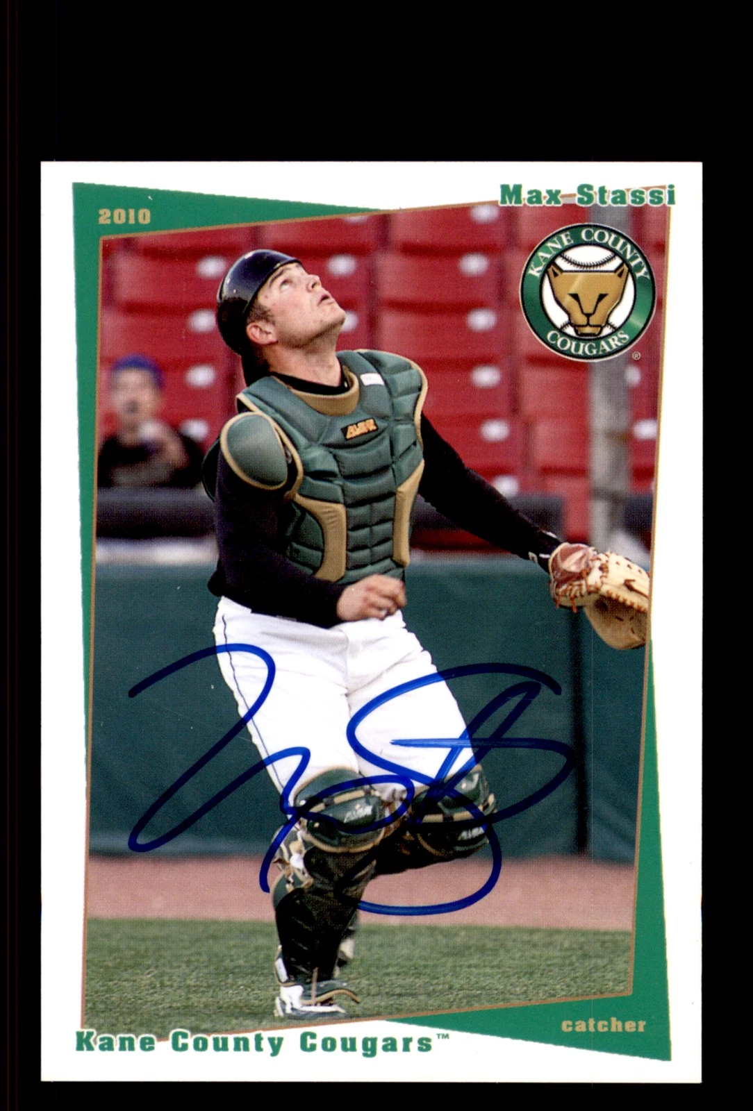 Signed Baseball Card Auto Max Stassi 2010 Grandstand Kane County Cougars