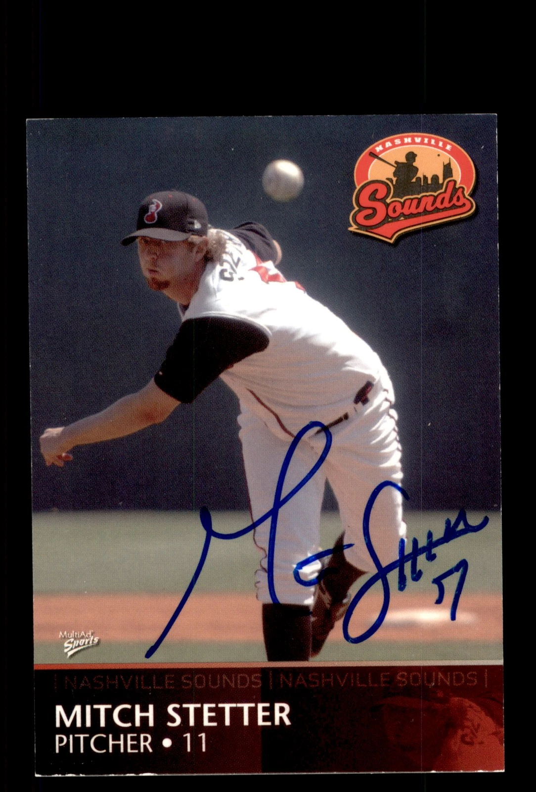 Signed Baseball Card Auto Mitch Stetter 2008 MultiAd Nashville Sounds