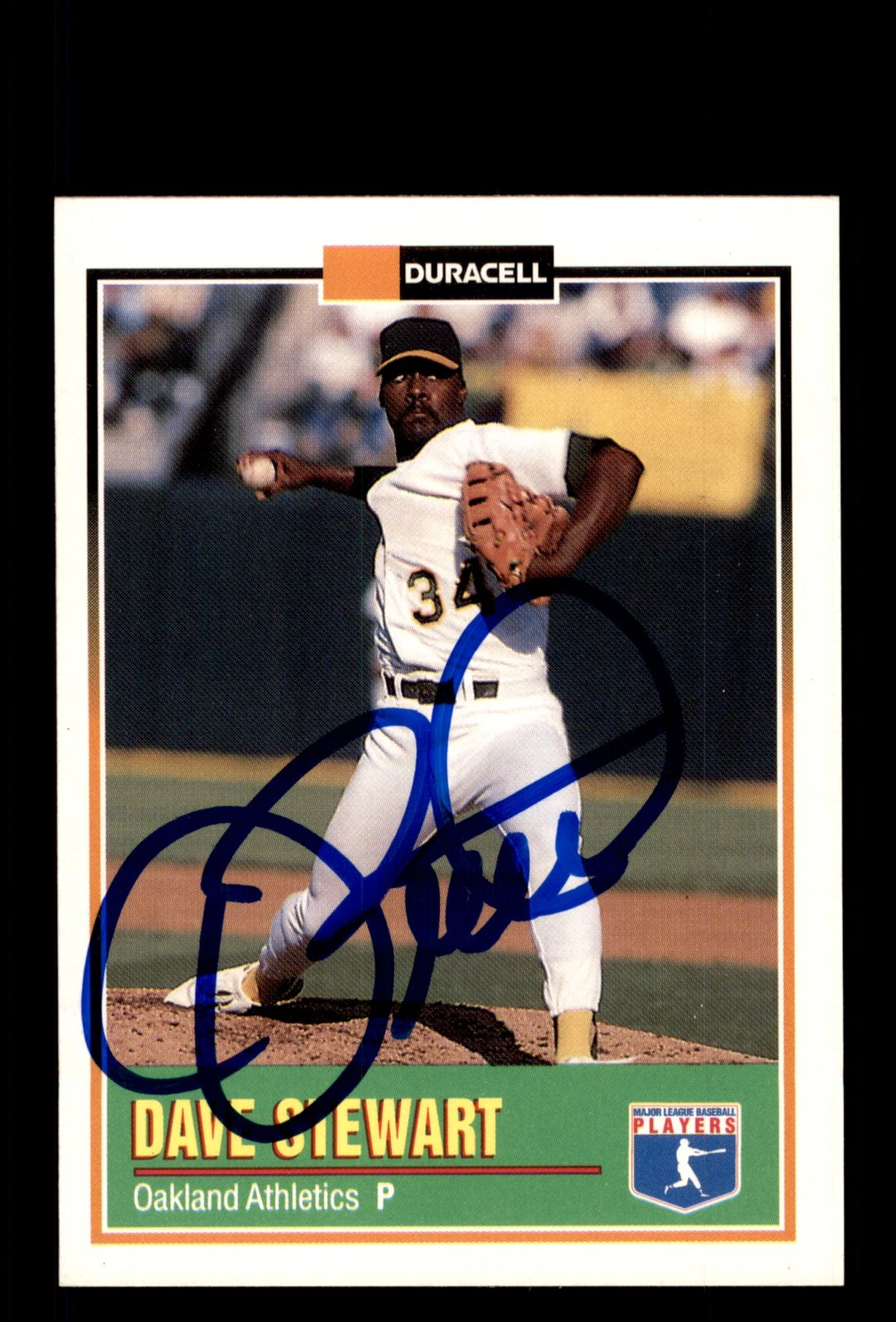 Signed Baseball Card Auto Dave Stewart 1993 Duracell Power Players #10 A's