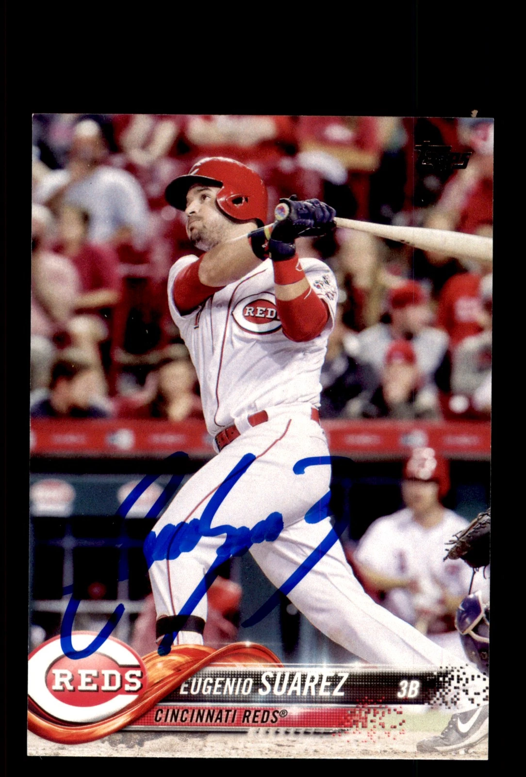 Signed Baseball Card Auto Eugenio Suarez 2018 Topps #209 Cincinnati Reds