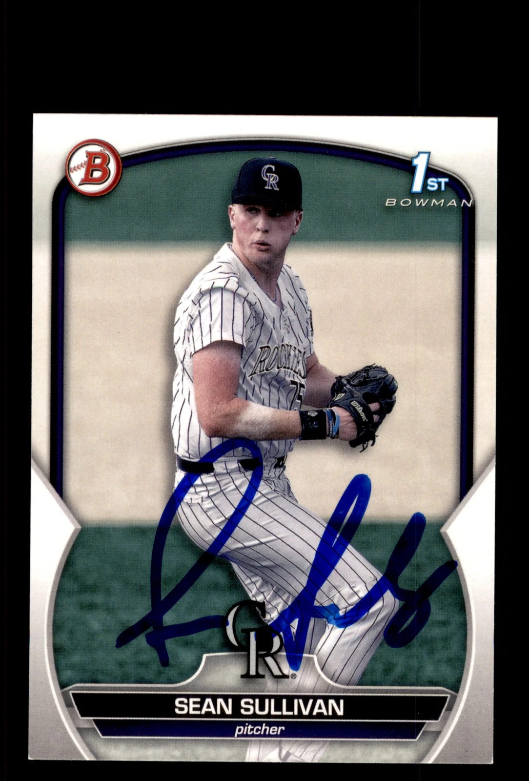 Signed Baseball Card Auto Sean Sullivan 2023 Bowman Draft #BD-88 Rockies
