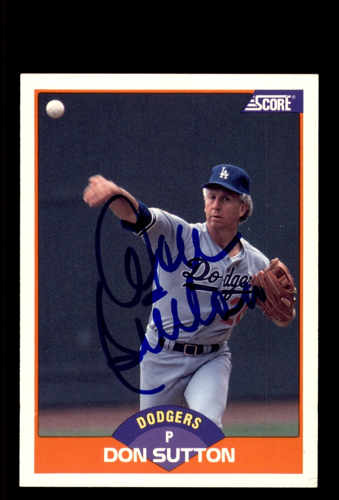 Signed Baseball Card Auto Don Sutton 1989 Score #400 Los Angeles Dodgers