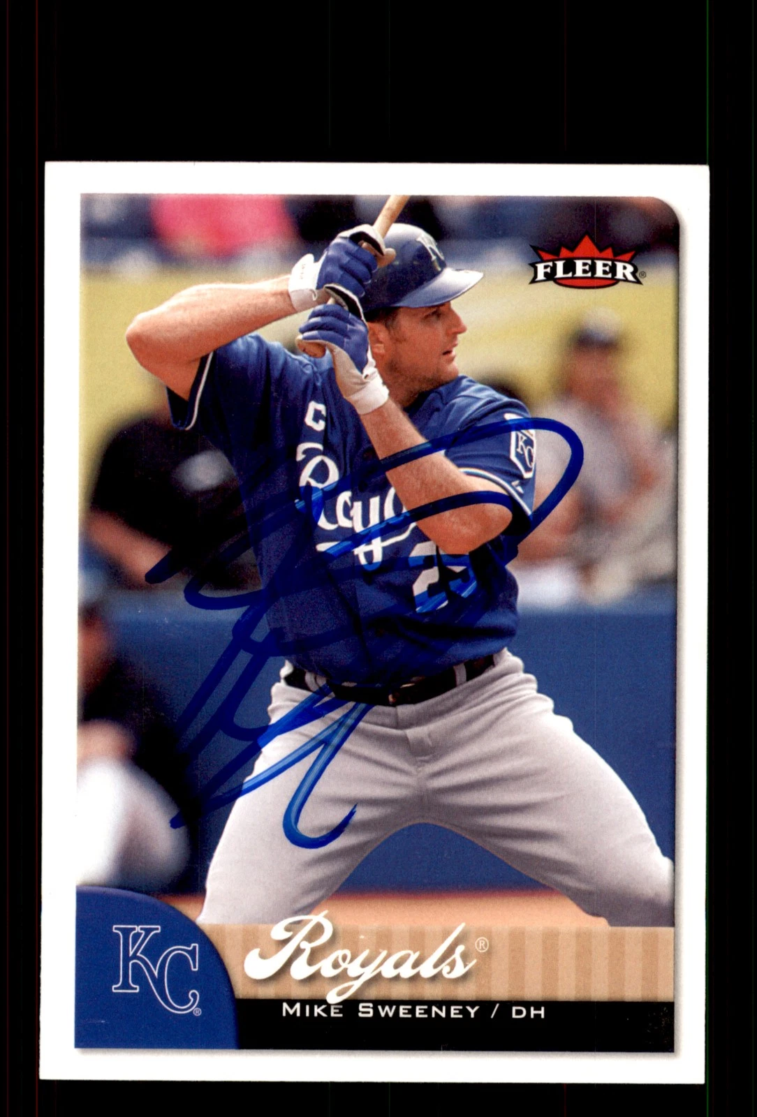 Signed Baseball Card Auto Mike Sweeney 2007 Fleer #187 Kansas City Royals