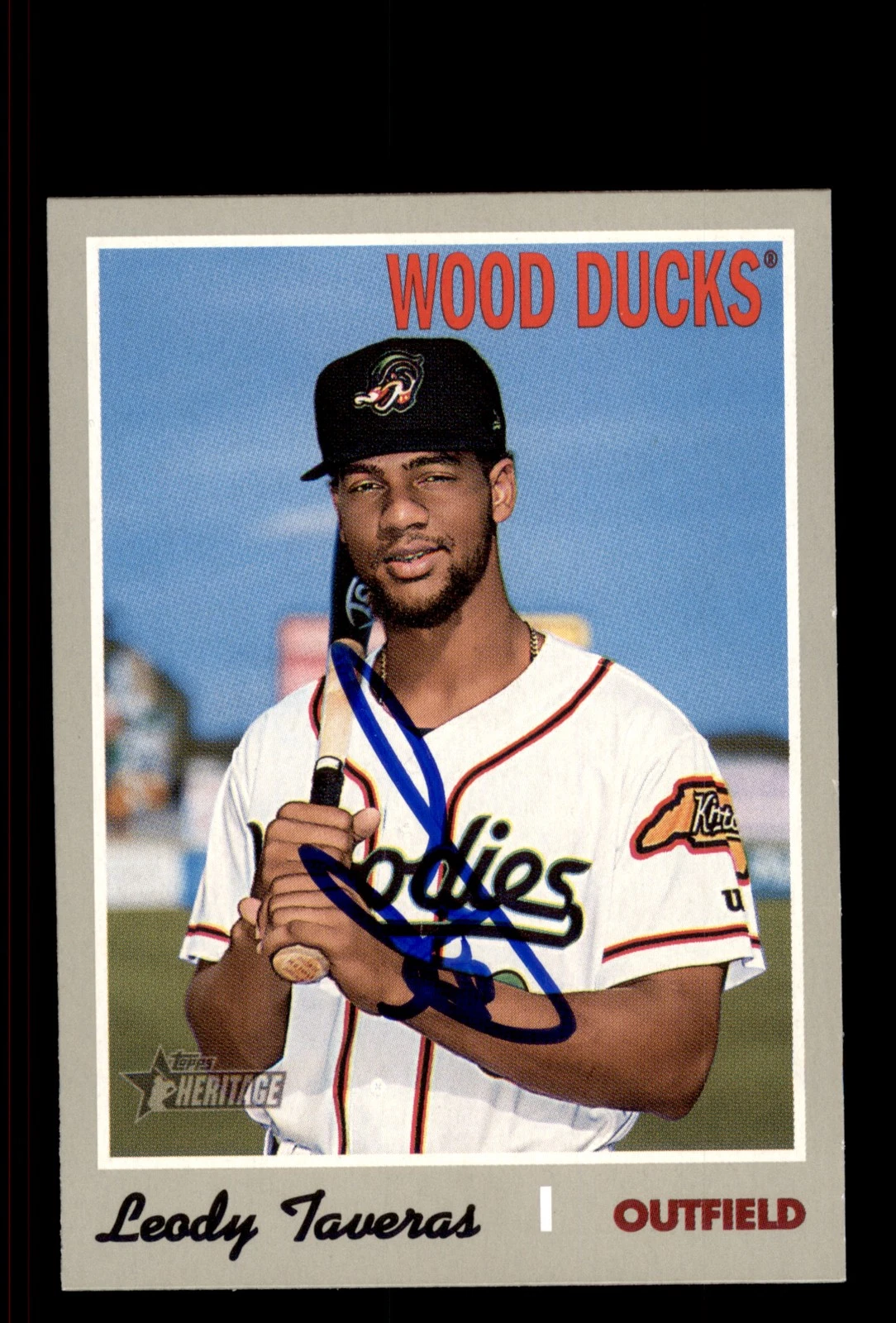 Signed Baseball Card Auto Leody Taveras 2019 Topps Heritage Minor League #169