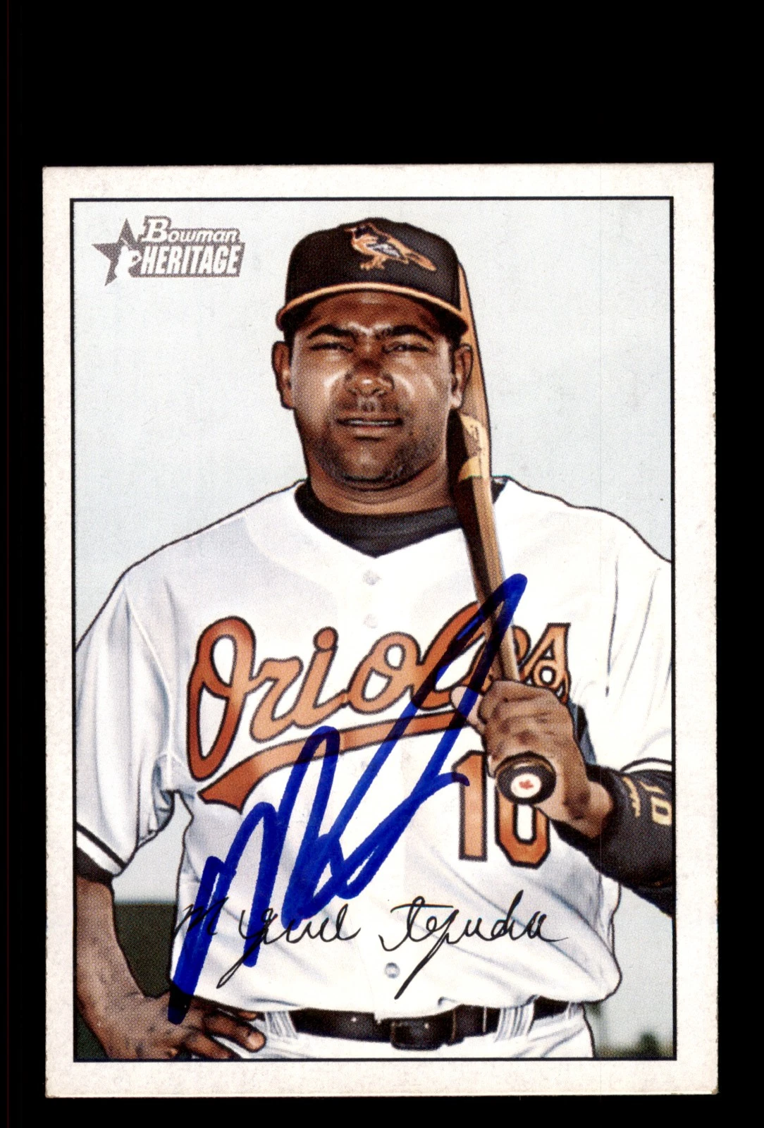Signed Baseball Card Auto Miguel Tejada 2007 Bowman Heritage #20 Orioles