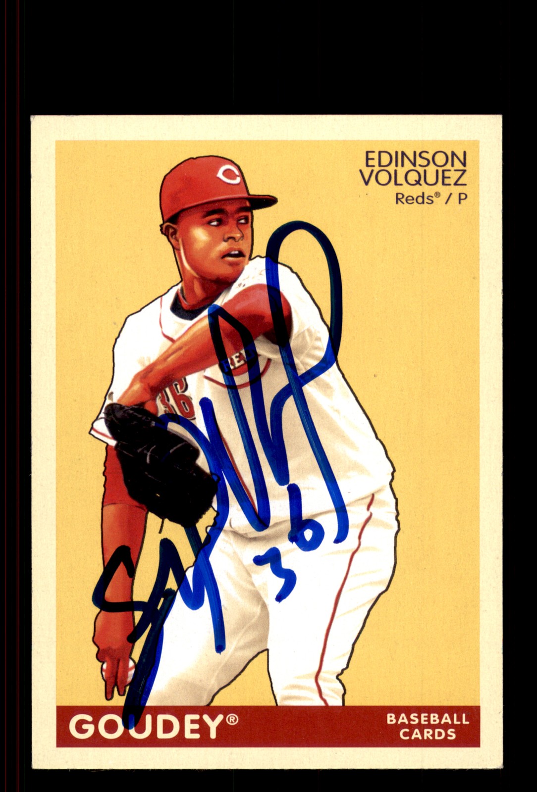 Signed Baseball Card Auto Edinson Volquez 2009 Upper Deck Goudey #58 Reds
