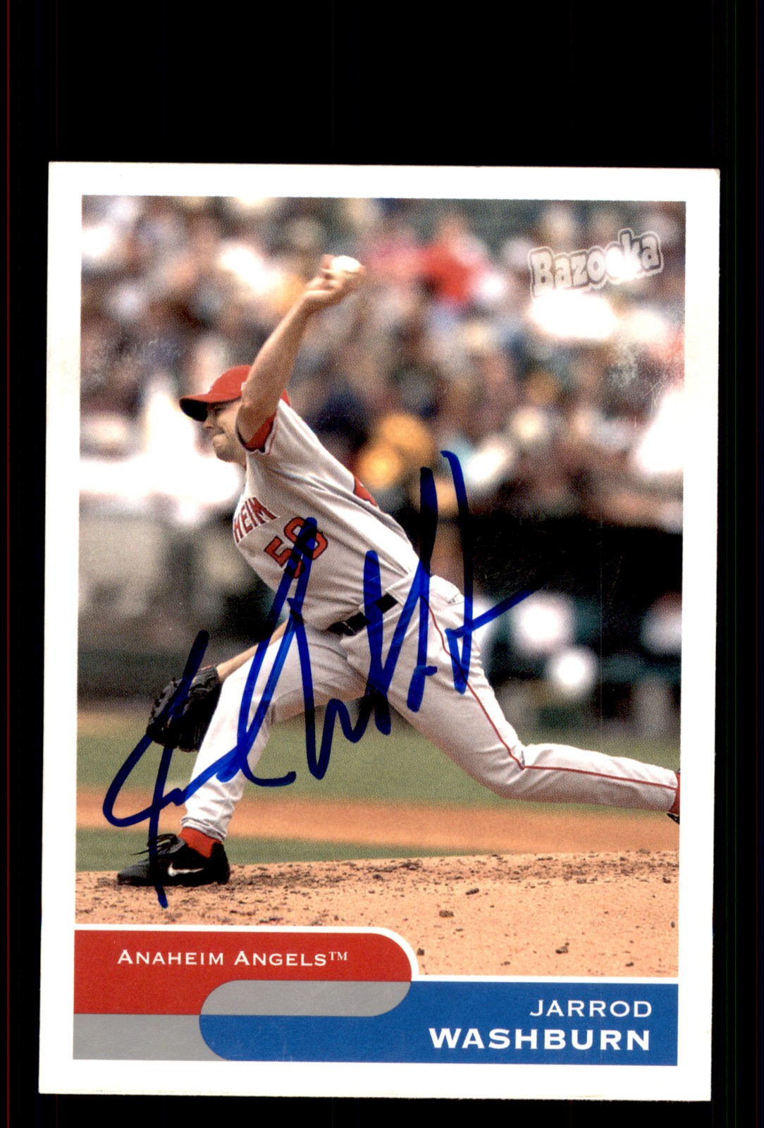Signed Baseball Card Auto Jarrod Washburn 2004 Bazooka #112 Anaheim Angels