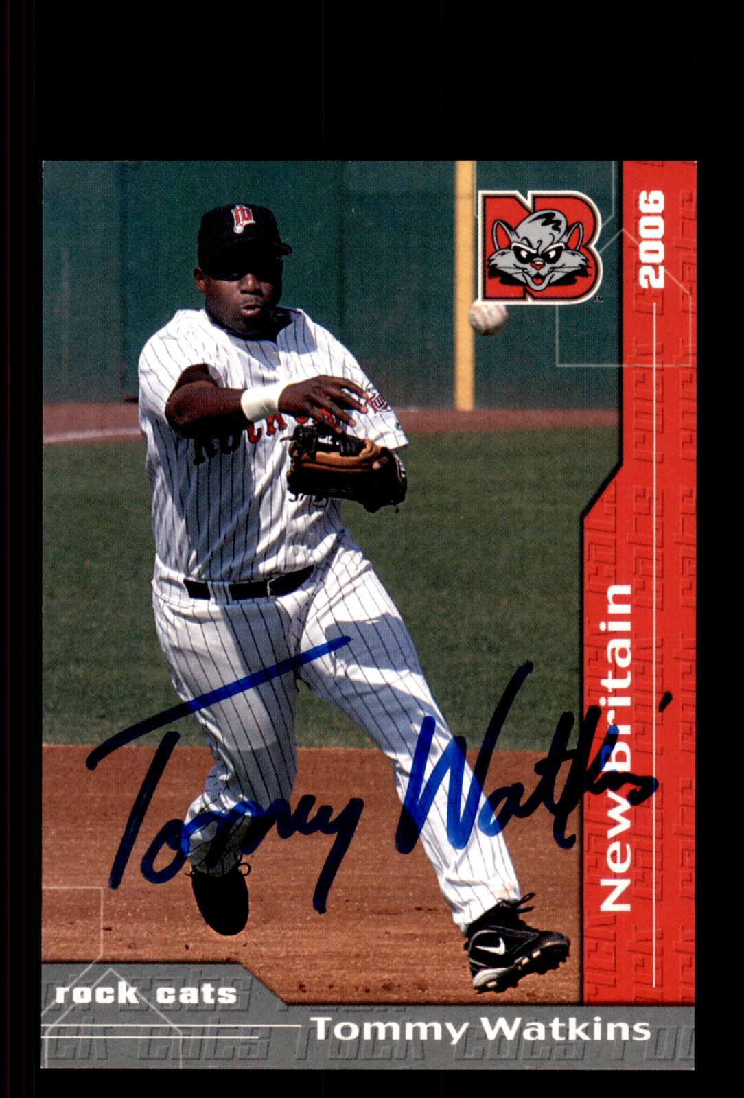Signed Baseball Card Auto Tommy Watkins 2006 Grandstand New Britain Rock Cats