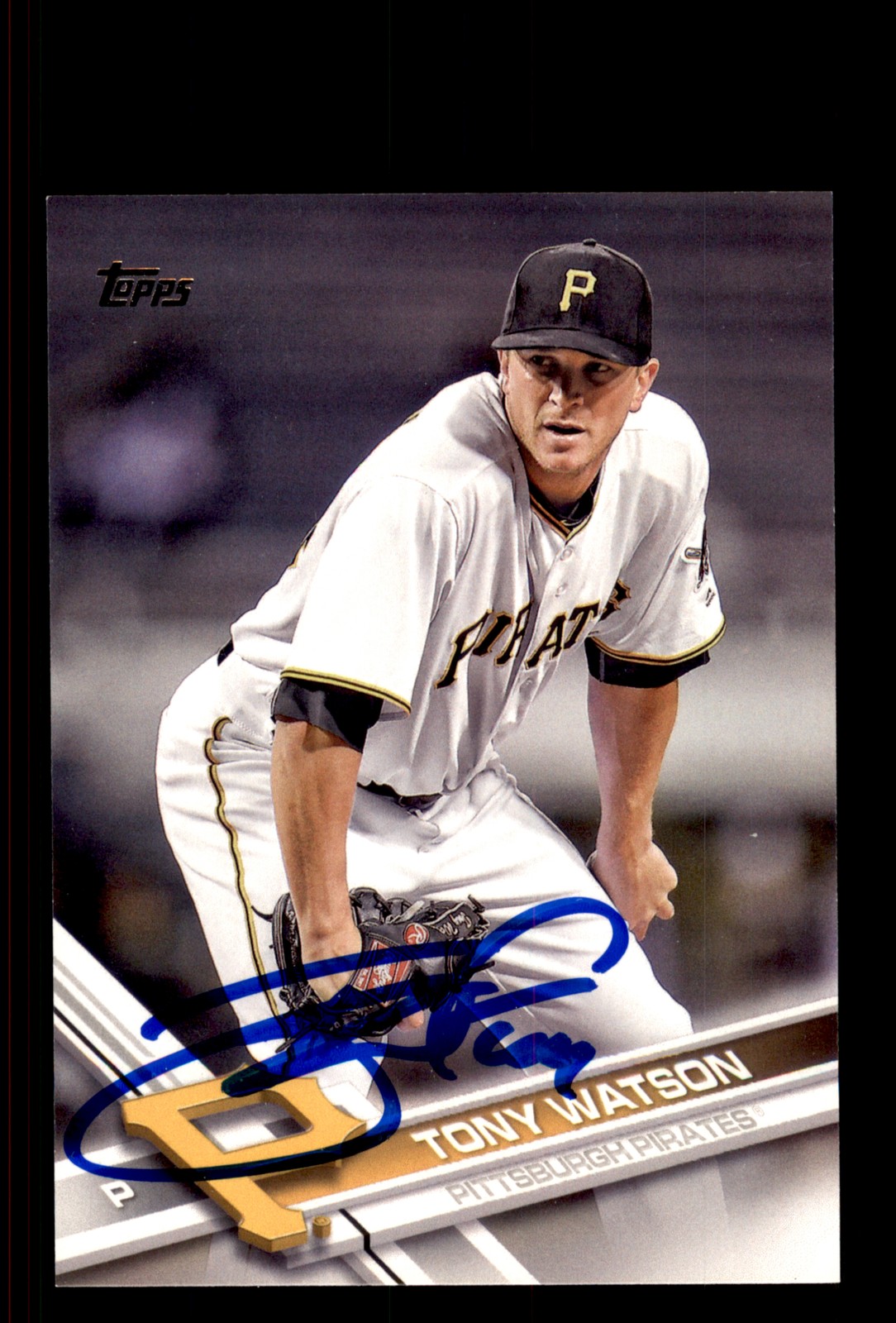 Signed Baseball Card Auto Tony Watson 2017 Topps #256 Pittsburgh Pirates