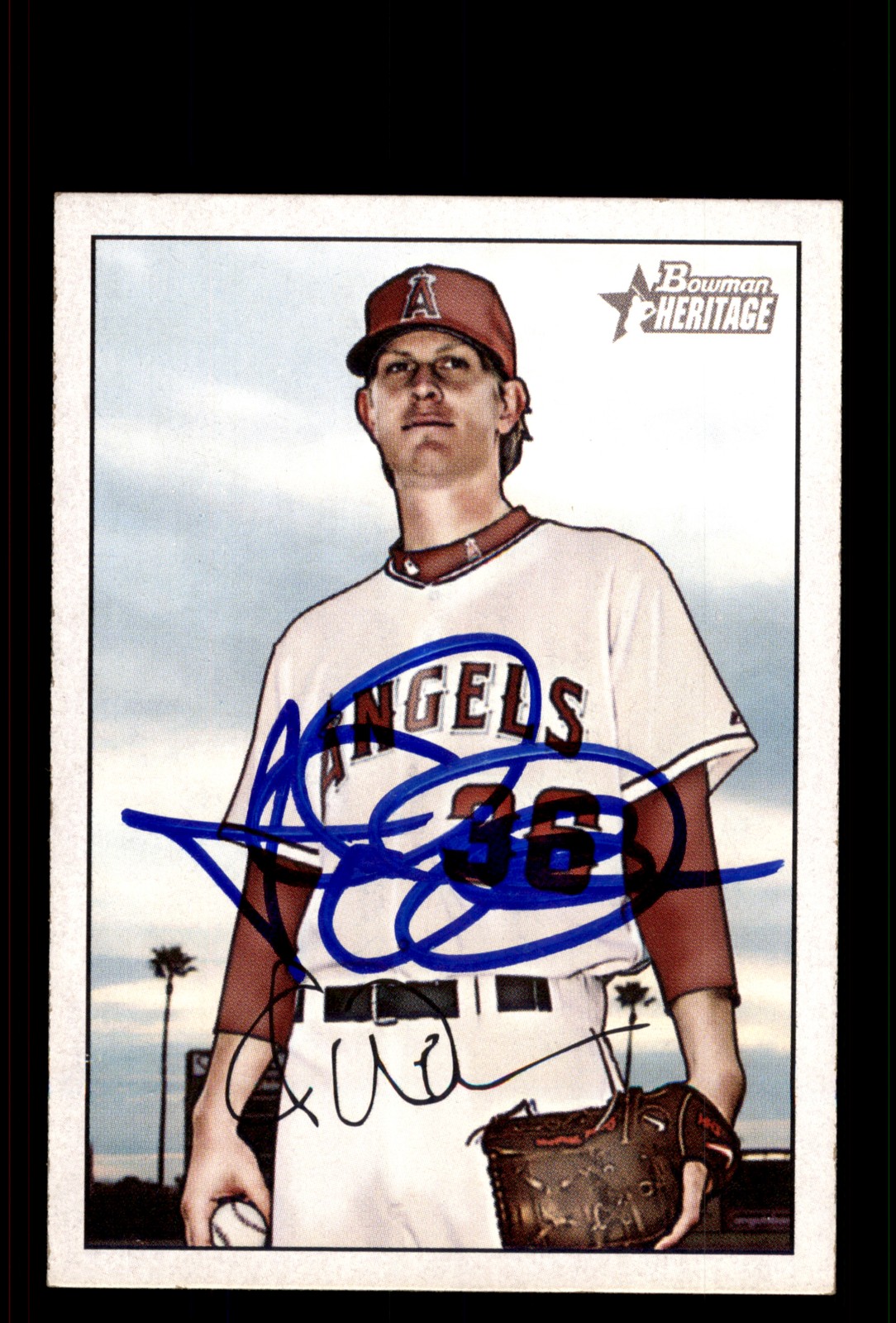 Signed Baseball Card Auto Jered Weaver 2007 Bowman Heritage #2 Angels