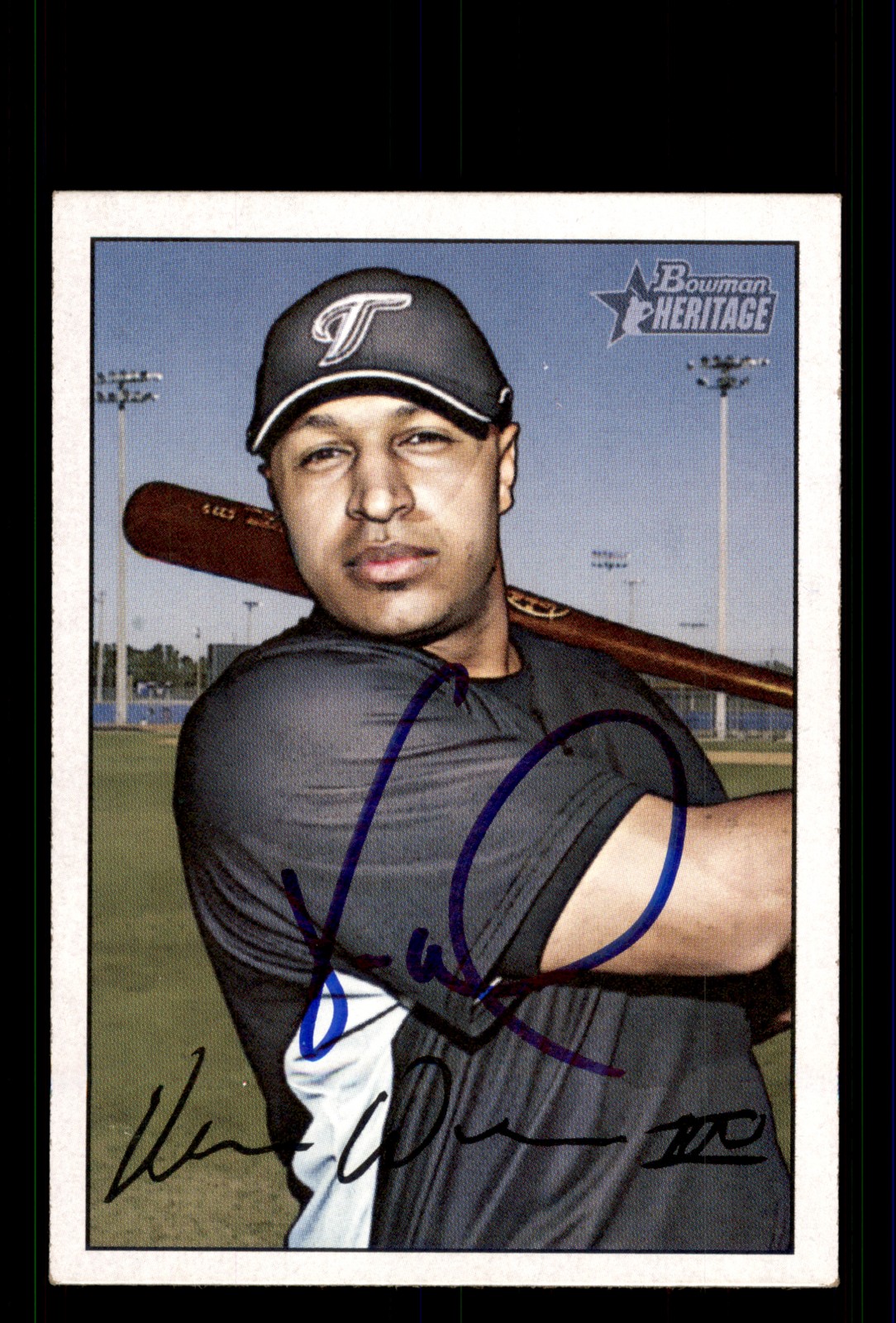 Signed Baseball Card Auto Vernon Wells 2007 Bowman Heritage #175 Blue Jays