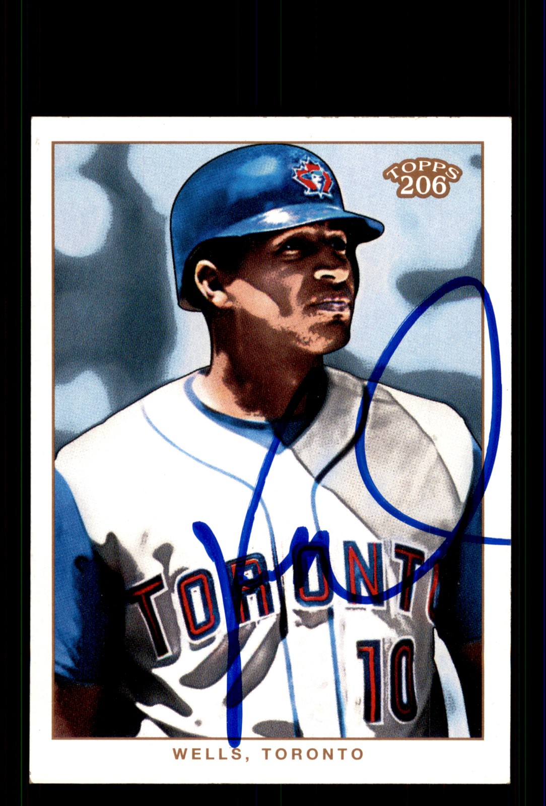 Signed Baseball Card Auto Vernon Wells 2002 Topps 206 #309 Blue Jays