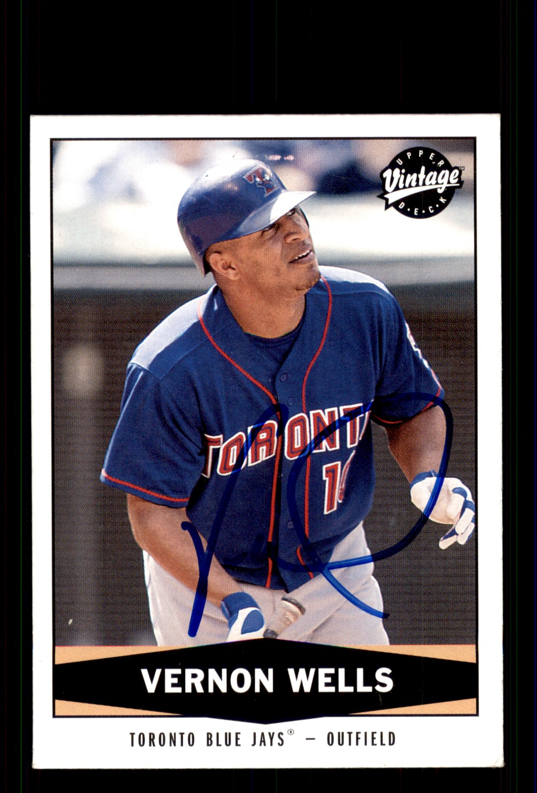 Signed Baseball Card Auto Vernon Wells 2004 Upper Deck Vintage #347 Blue Jays