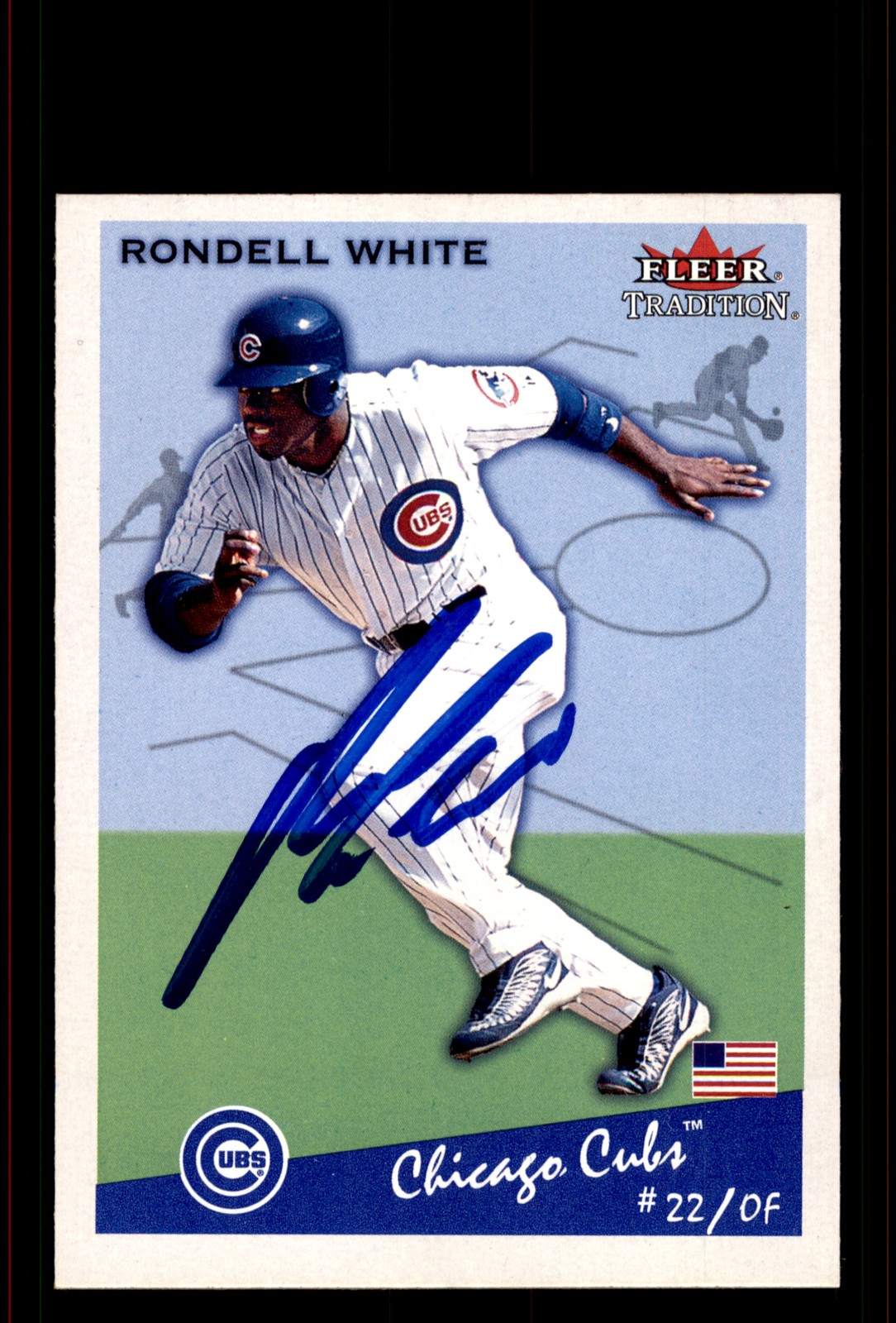 Signed Baseball Card Auto Rondell White 2002 Fleer Tradition #434 Chicago Cubs