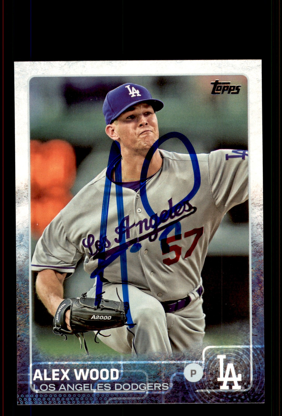Signed Baseball Card Auto Alex Wood 2015 Topps Update #US372 Los Angeles Dodgers