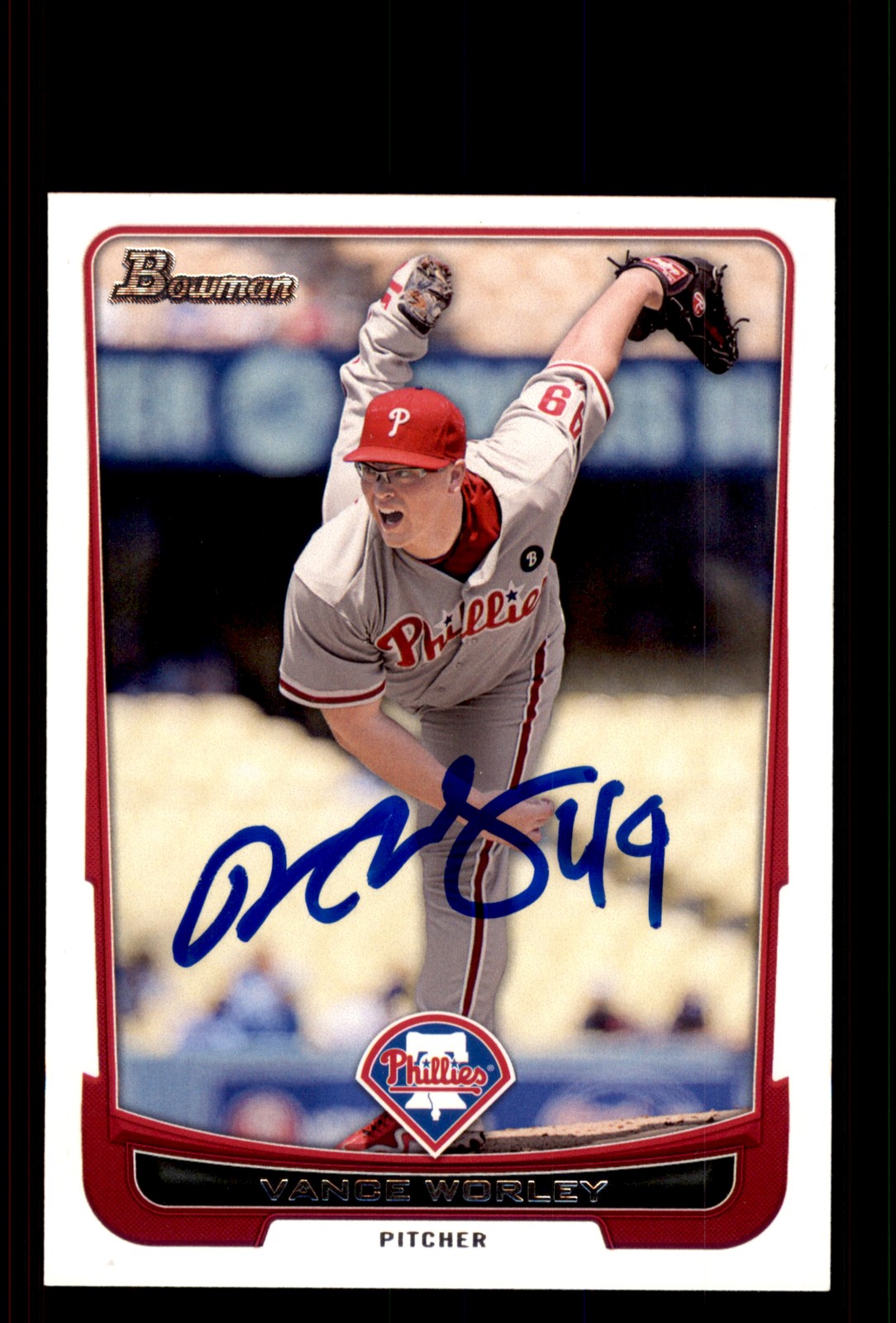 Signed Baseball Card Auto Vance Worley 2012 Bowman #105 Philadelphia Phillies