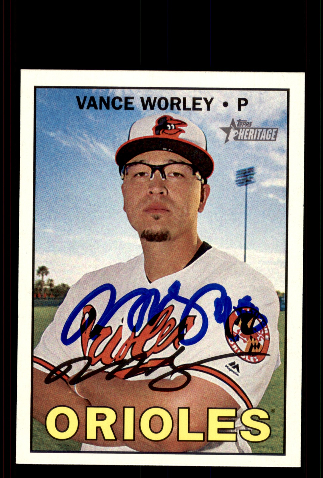 Signed Baseball Card Auto Vance Worley 2016 Topps Heritage #539 Orioles