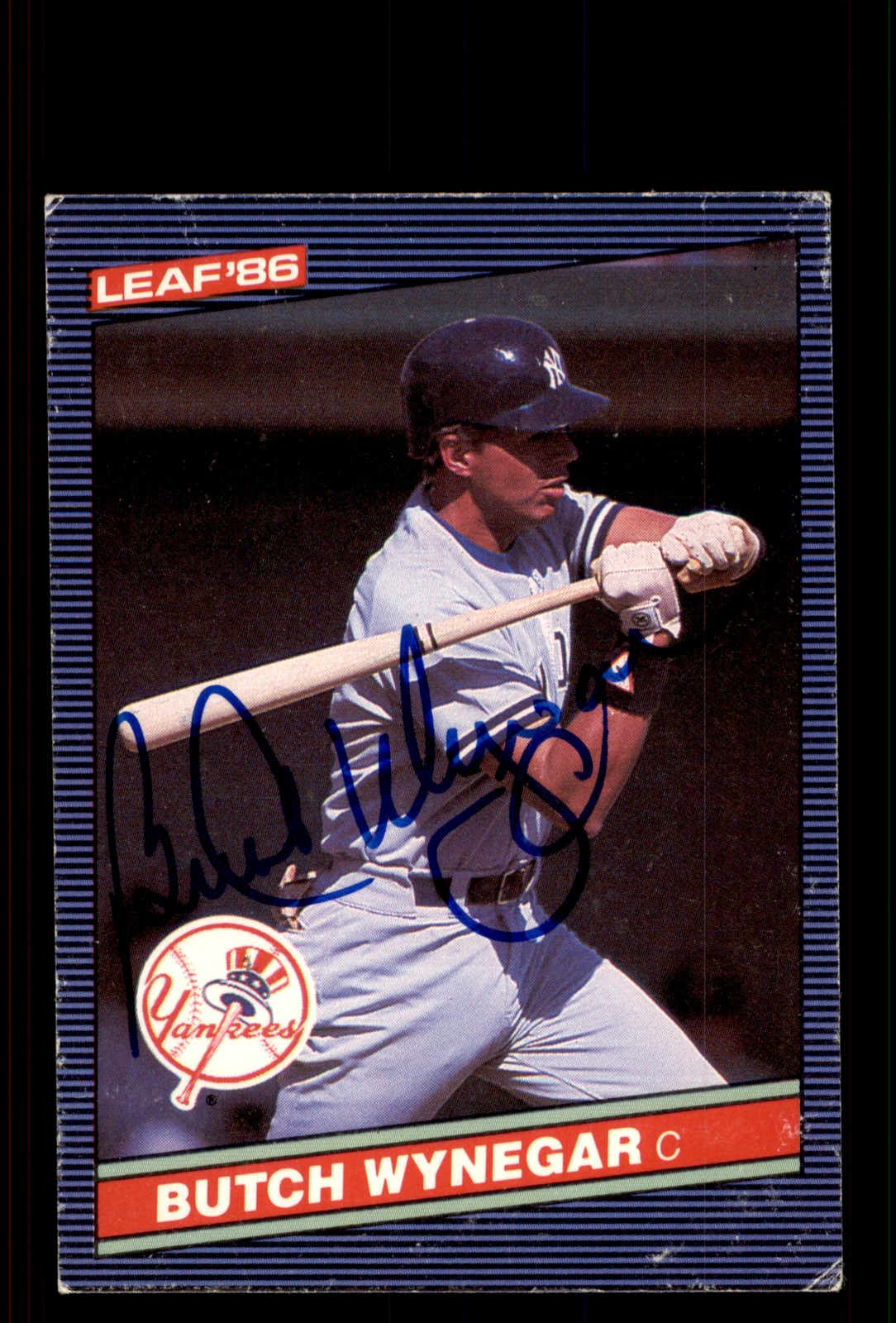 Signed Baseball Card Auto Butch Wynegar 1986 Leaf #147 New York Yankees