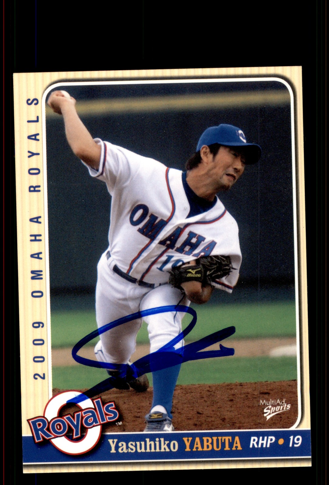 Signed Baseball Card Auto Yasuhiko Yabuta 2009 MultiAd Omaha Royals