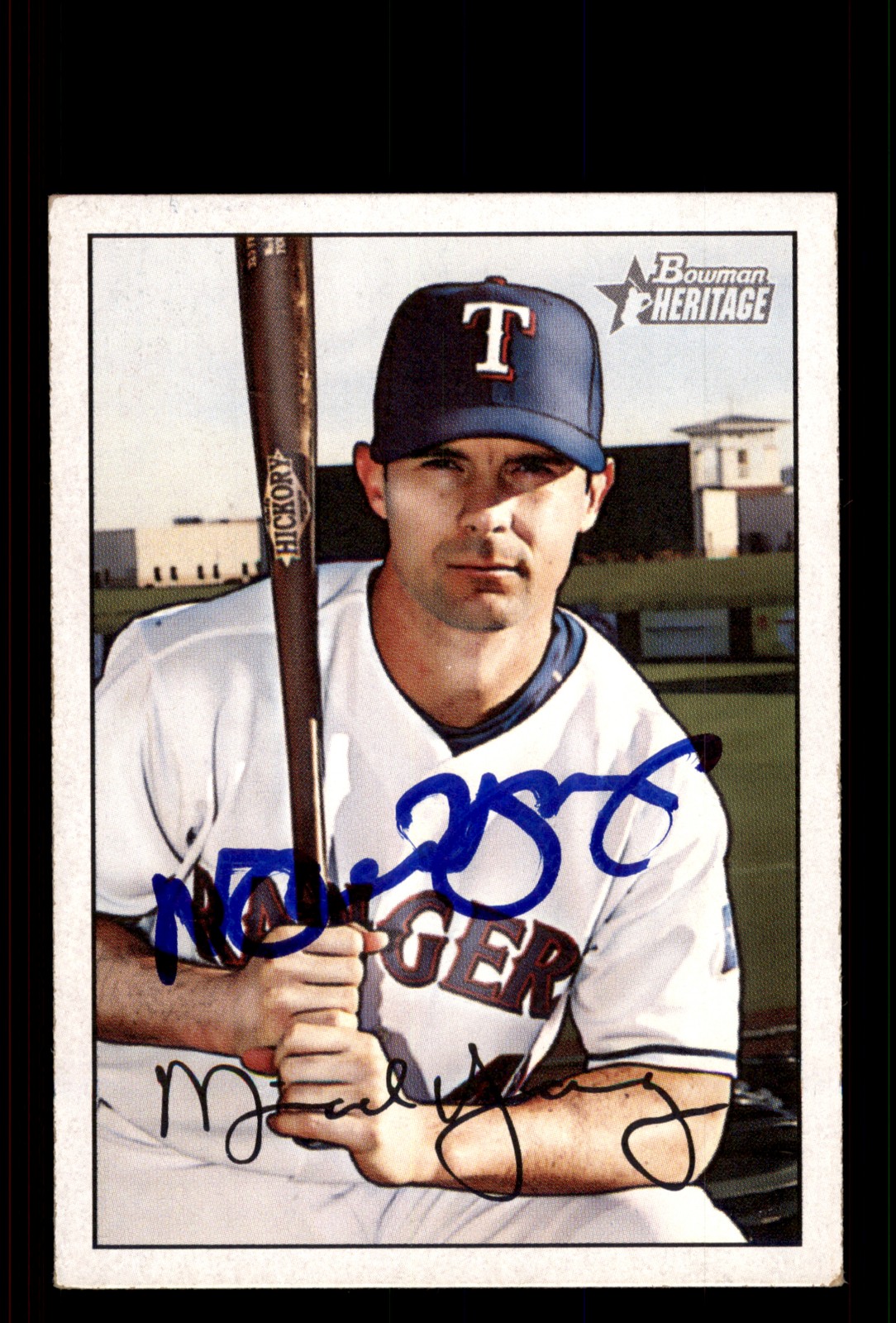 Signed Baseball Card Auto Michael Young 2007 Bowman Heritage #22 Texas Rangers