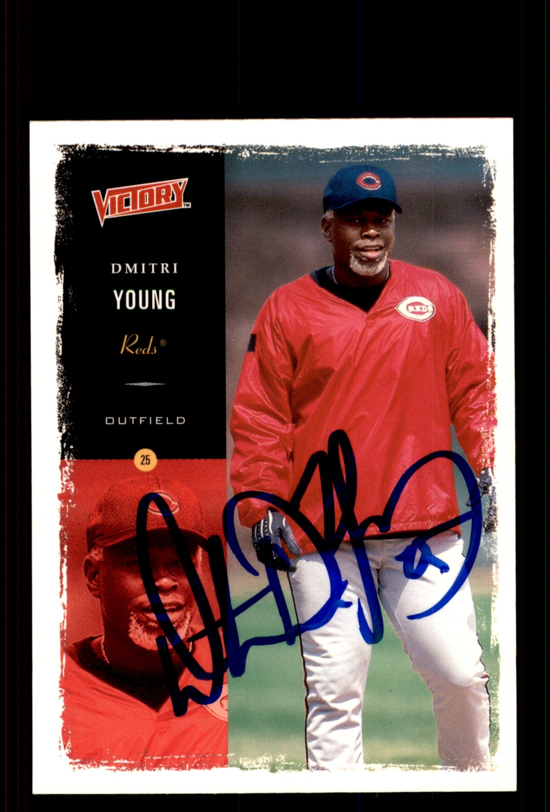 Signed Baseball Card Auto Dmitri Young 2000 Upper Deck Victory #263 Reds