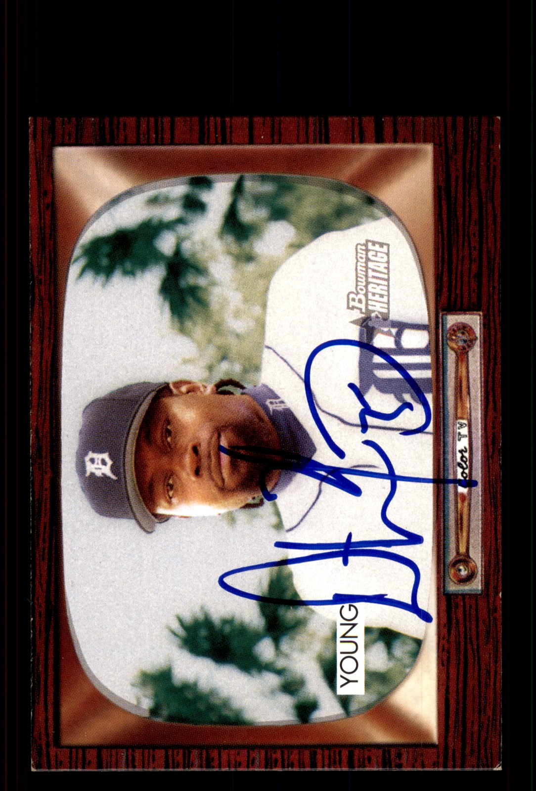 Signed Baseball Card Auto Dmitri Young 2004 Bowman Heritage #160 Detroit Tigers