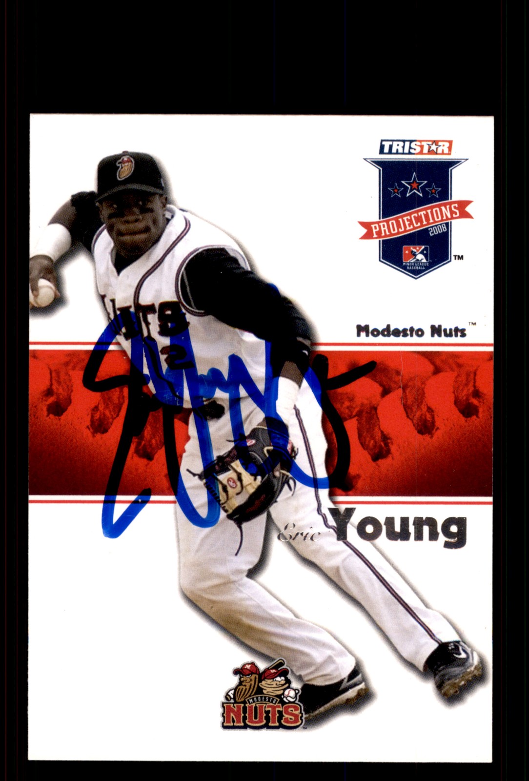 Signed Baseball Card Auto Eric Young Jr. 2008 TriStar PROjections #204 Nuts