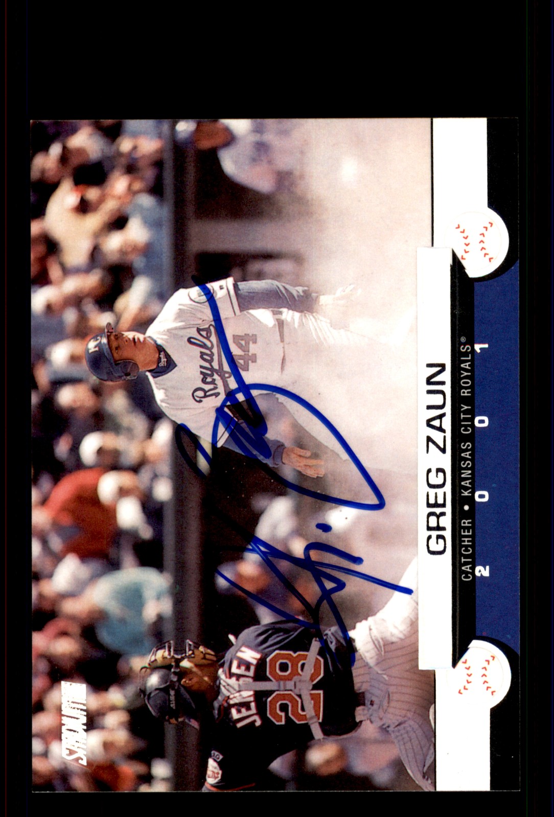 Signed Baseball Card Auto Gregg Zaun 2001 Stadium Club #110 Kansas City Royals
