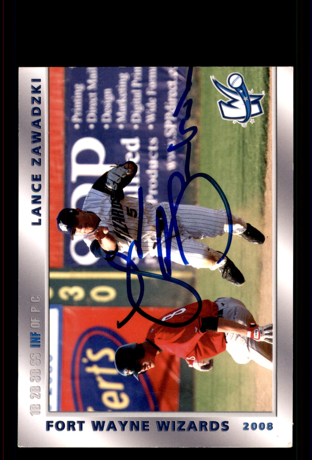 Signed Baseball Card Auto Lance Zawadzki 2008 Grandstand Fort Wayne Wizards