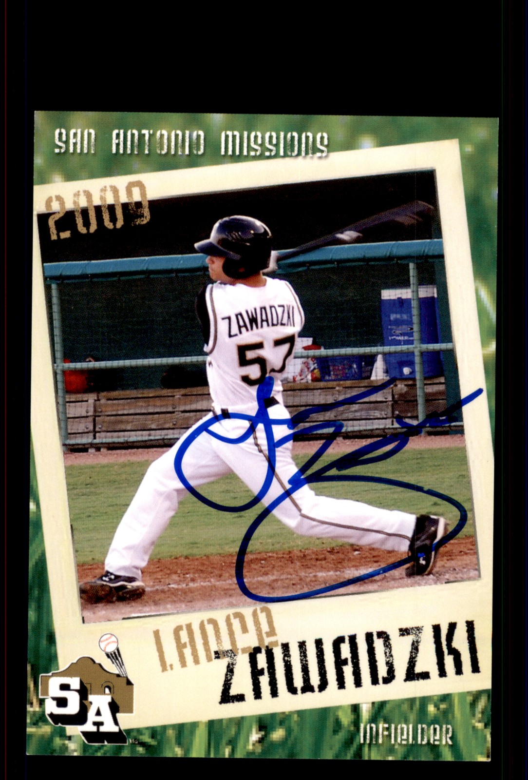 Signed Baseball Card Auto Lance Zawadzki 2009 Grandstand San Antonio Missions