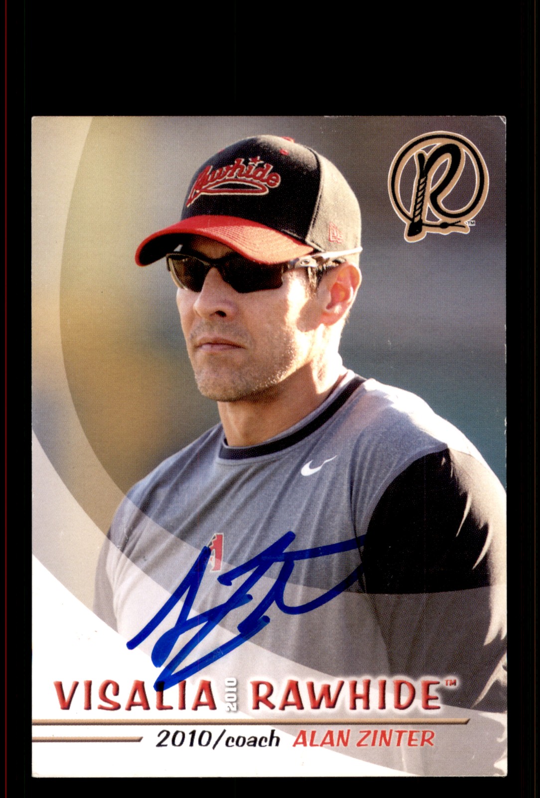 Signed Baseball Card Auto Alan Zinter 2010 Grandstand Visalia Rawhide