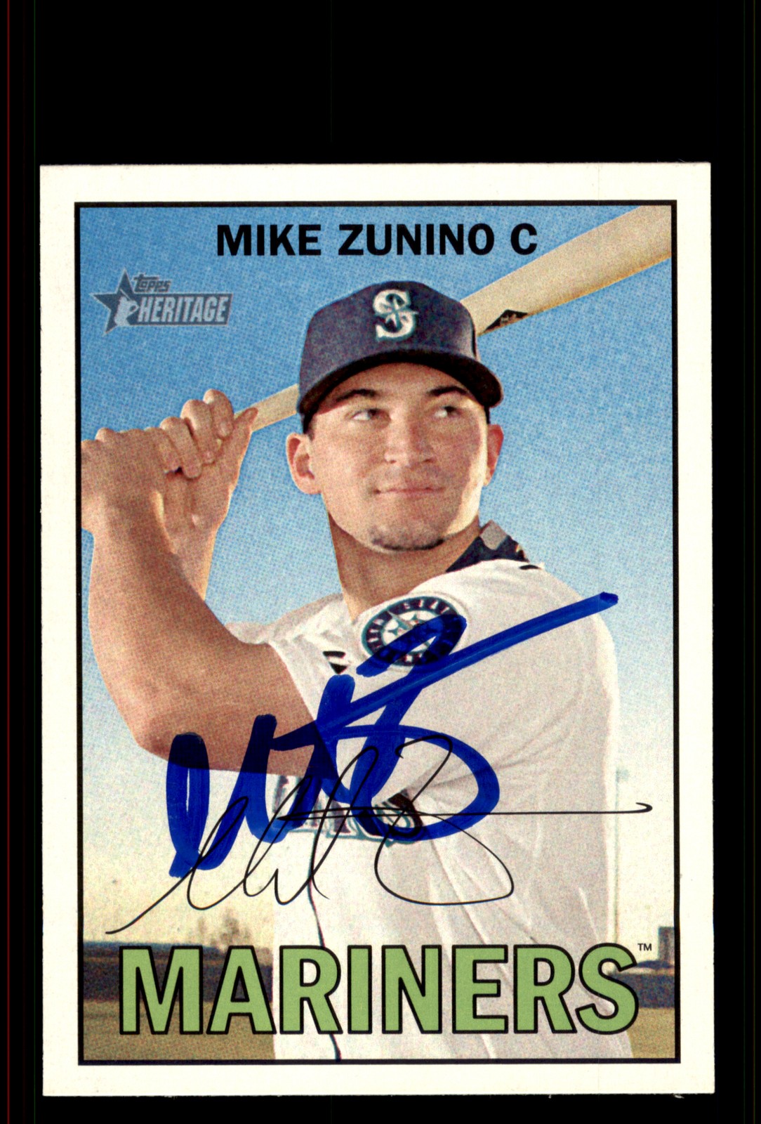 Signed Baseball Card Auto Mike Zunino 2016 Topps Heritage #223 Mariners