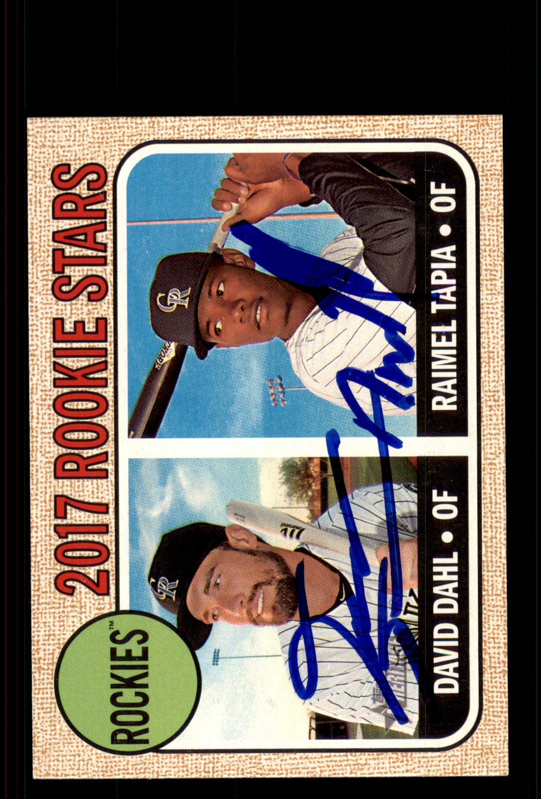 Signed Baseball Card Auto David Dahl Raimel Tapia 2017 Topps Heritage #258