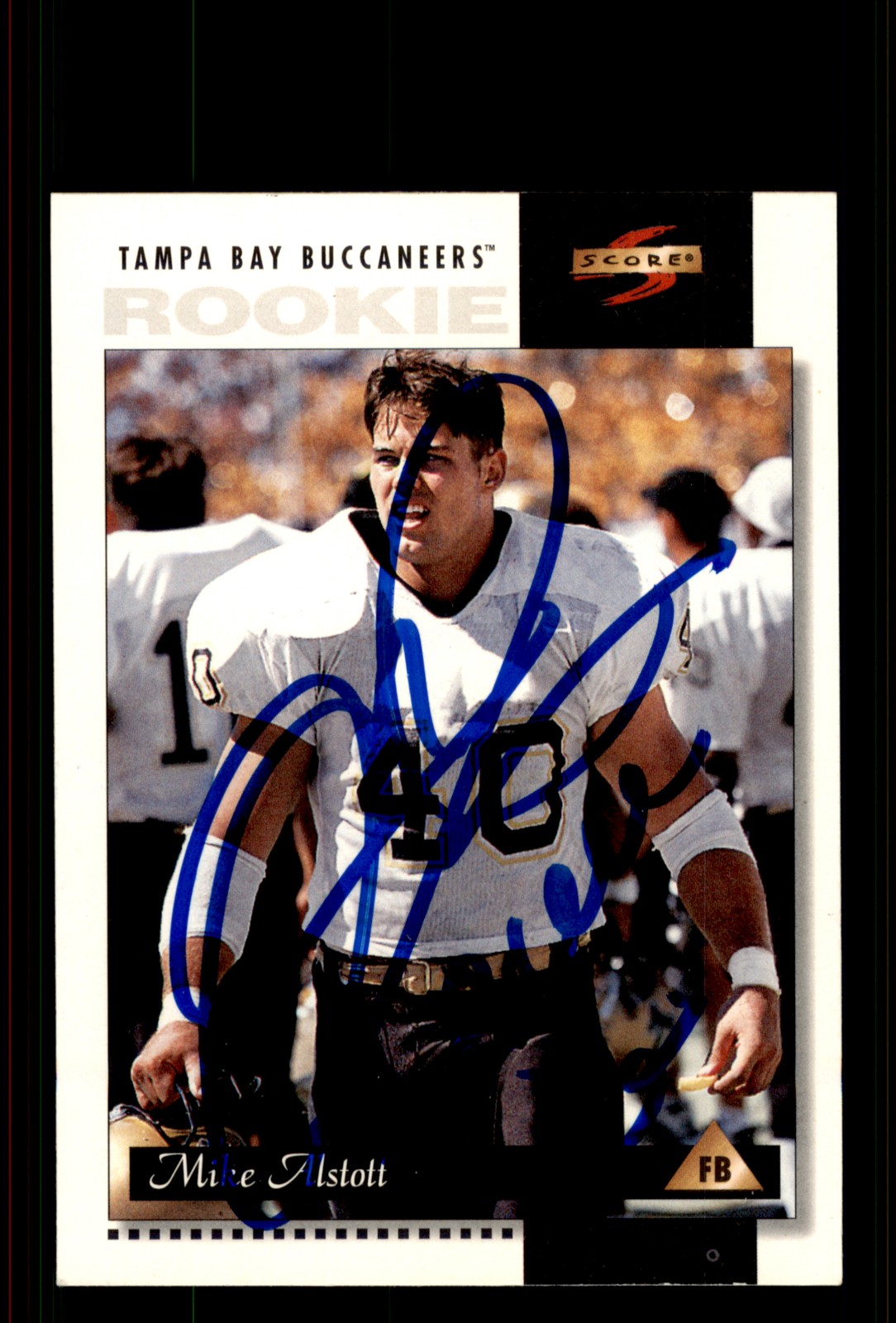 Signed Football Card Auto Mike Alstott 1996 Score #217 Tampa Bay Buccaneers