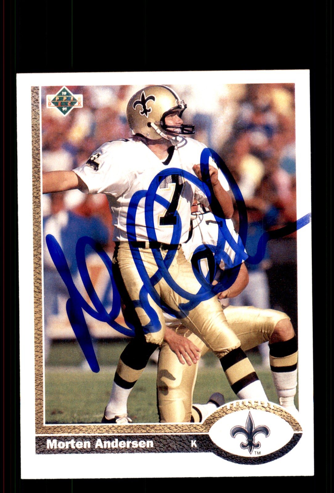 Signed Football Card Auto Morten Andersen 1991 Upper Deck #226 Saints