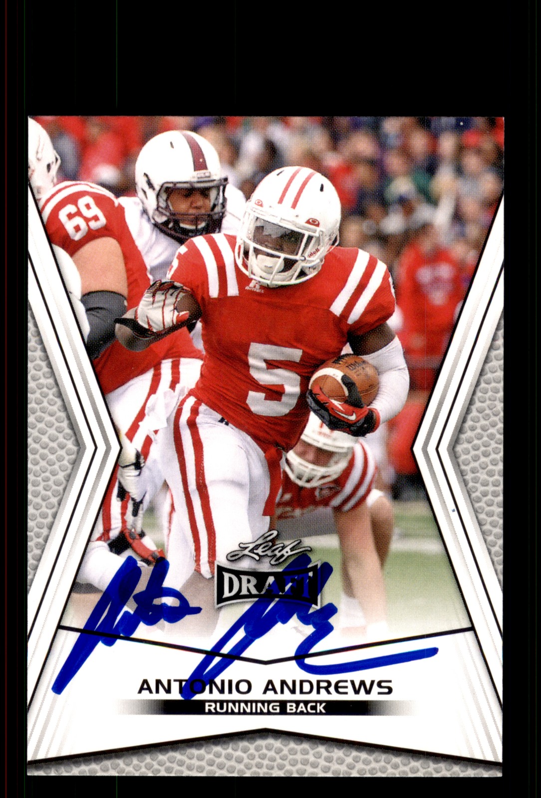 Signed Football Card Auto Antonio Andrews 2014 Leaf Draft #71 Western Kentucky