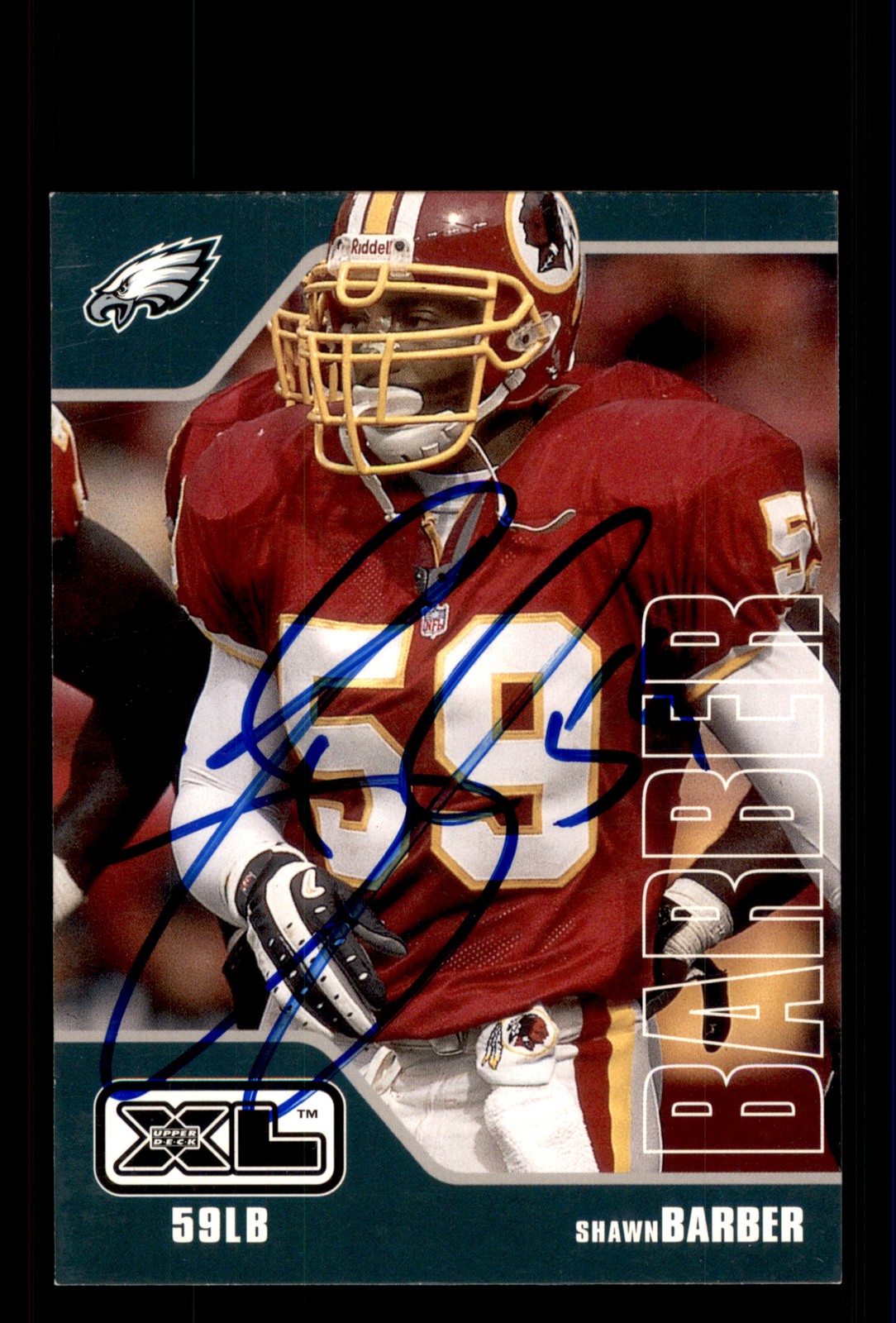 Signed Football Card Auto Shawn Barber 2002 Upper Deck XL #491 Eagles