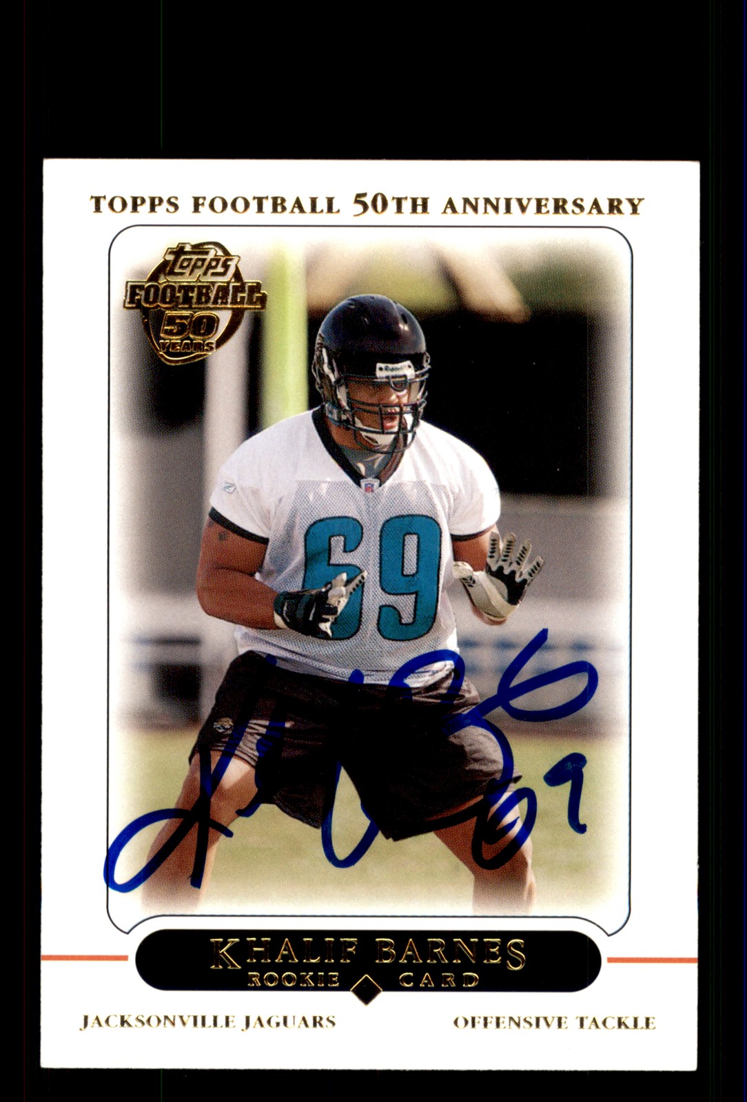 Signed Football Card Auto Khalif Barnes 2005 Topps #369 Jacksonville Jaguars
