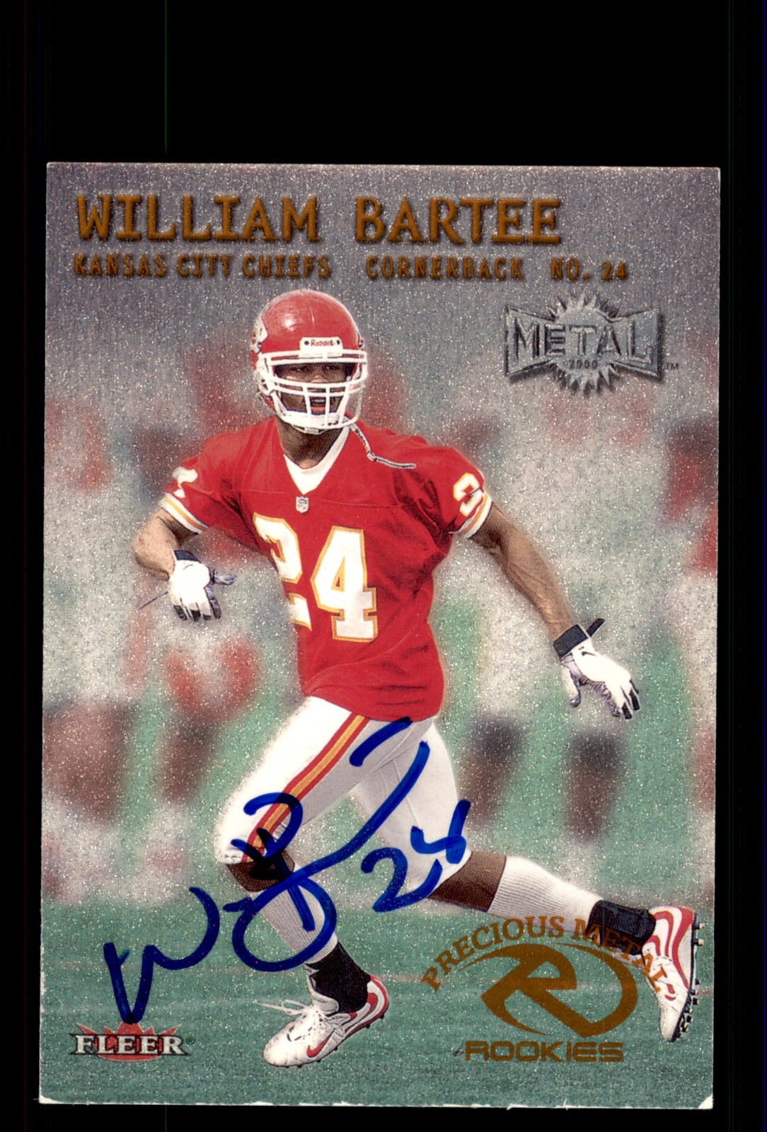 Signed Football Card Auto William Bartee 2000 Metal #224 Kansas City Chiefs