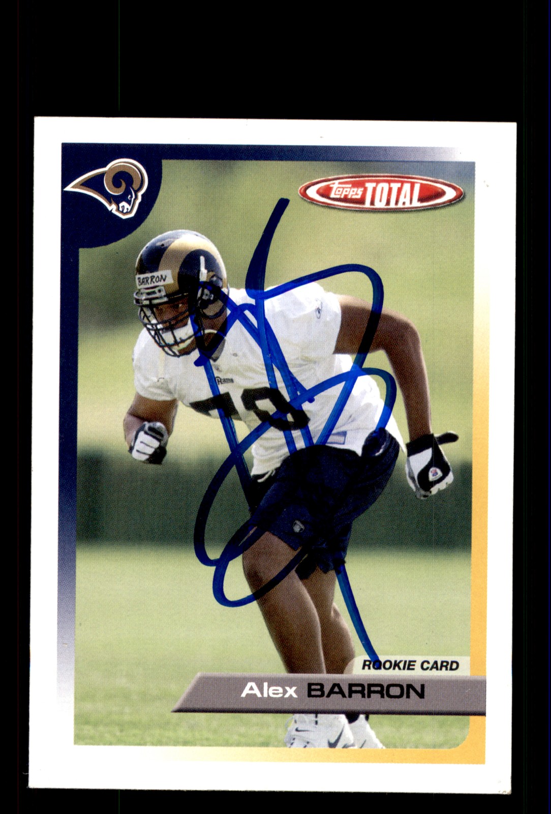 Signed Football Card Auto Alex Barron 2005 Topps Total #448 St. Louis Rams