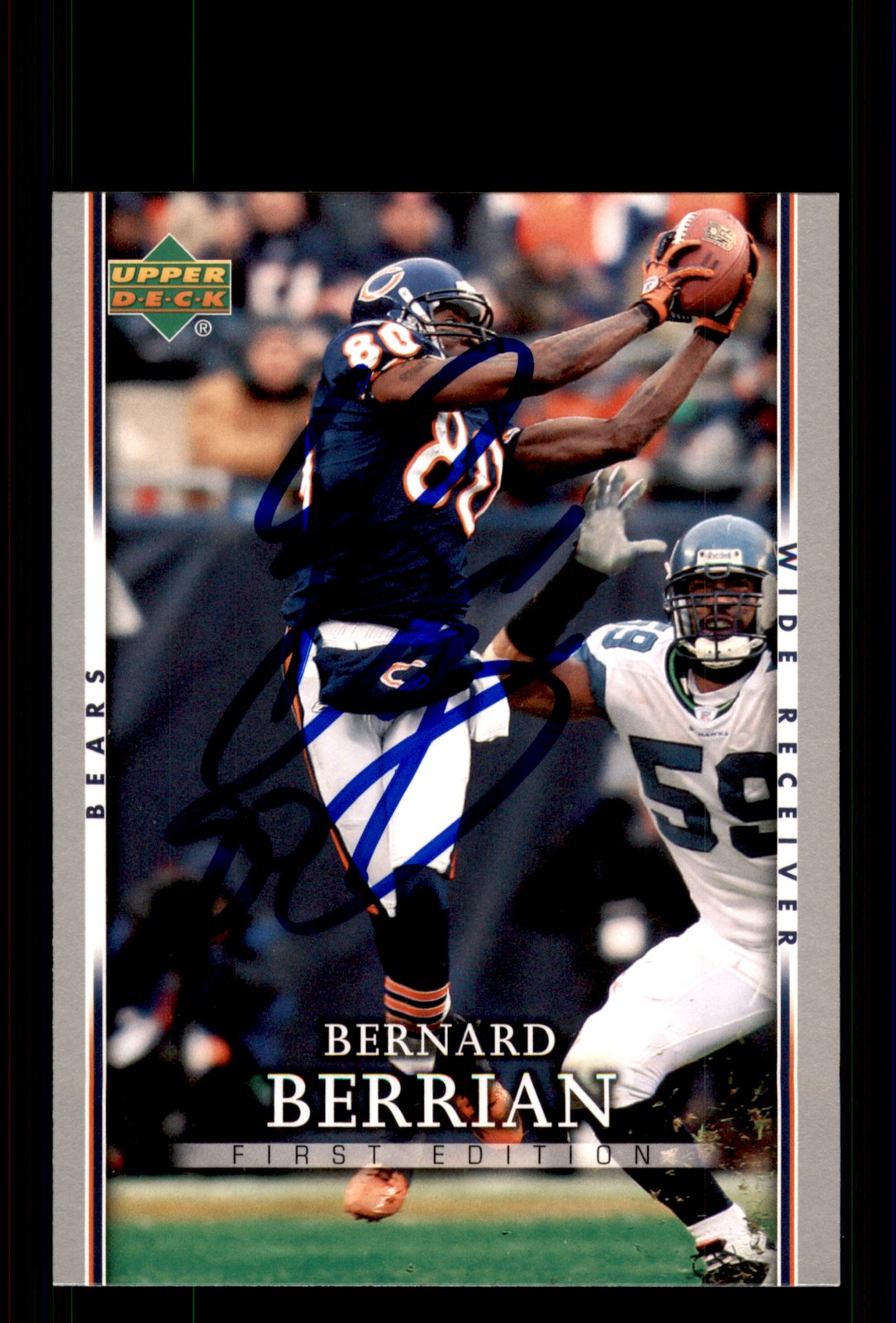 Signed Football Card Auto Bernard Berrian 2007 Upper Deck First Edition #18