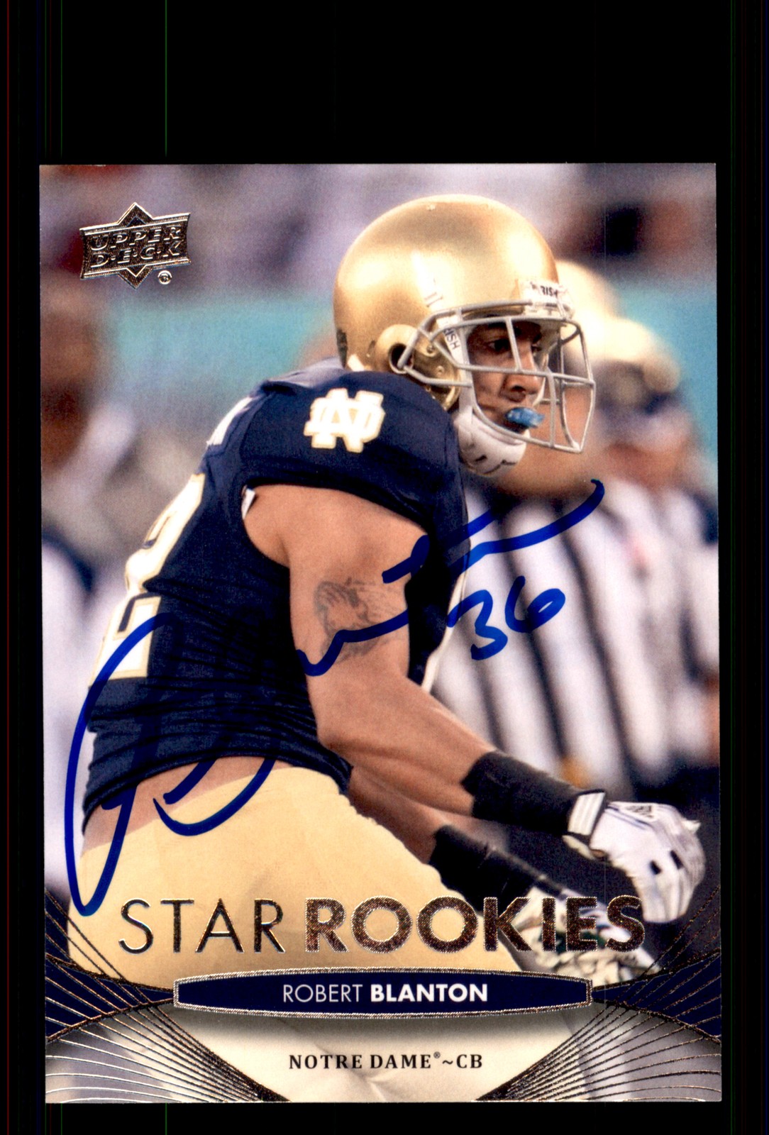Signed Football Card Auto Robert Blanton 2012 Upper Deck #124 Notre Dame