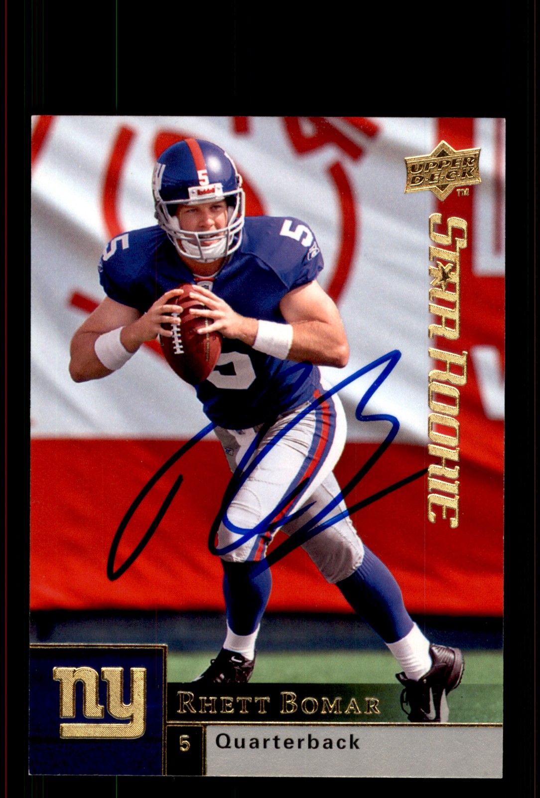Signed Football Card Auto Rhett Bomar 2009 Upper Deck #235 New York Giants