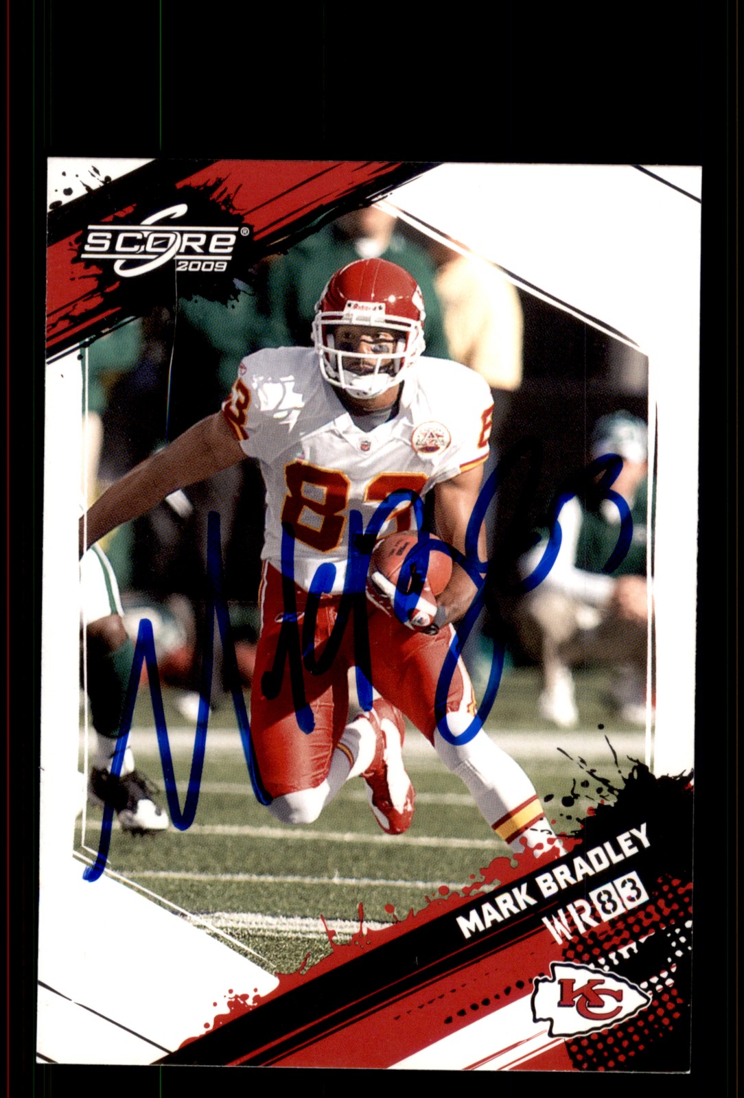 Signed Football Card Auto Mark Bradley 2009 Score #148 Kansas City Chiefs
