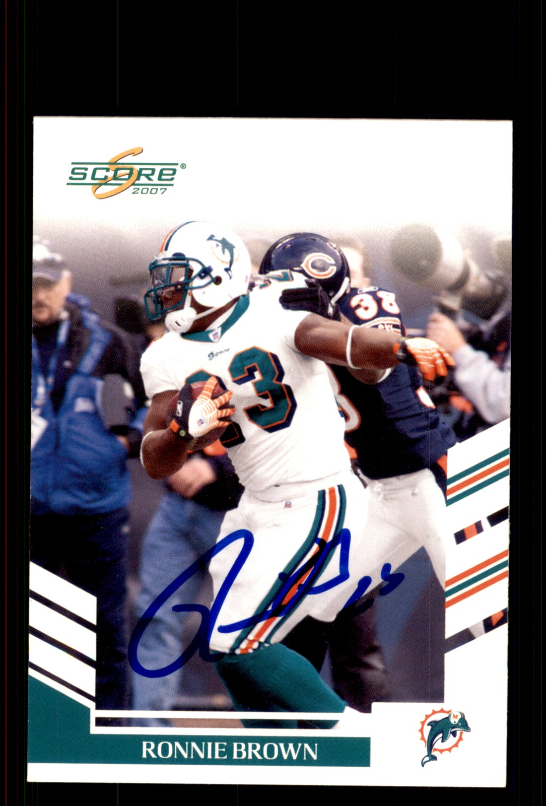 Signed Football Card Auto Ronnie Brown 2007 Score #146 Miami Dolphins