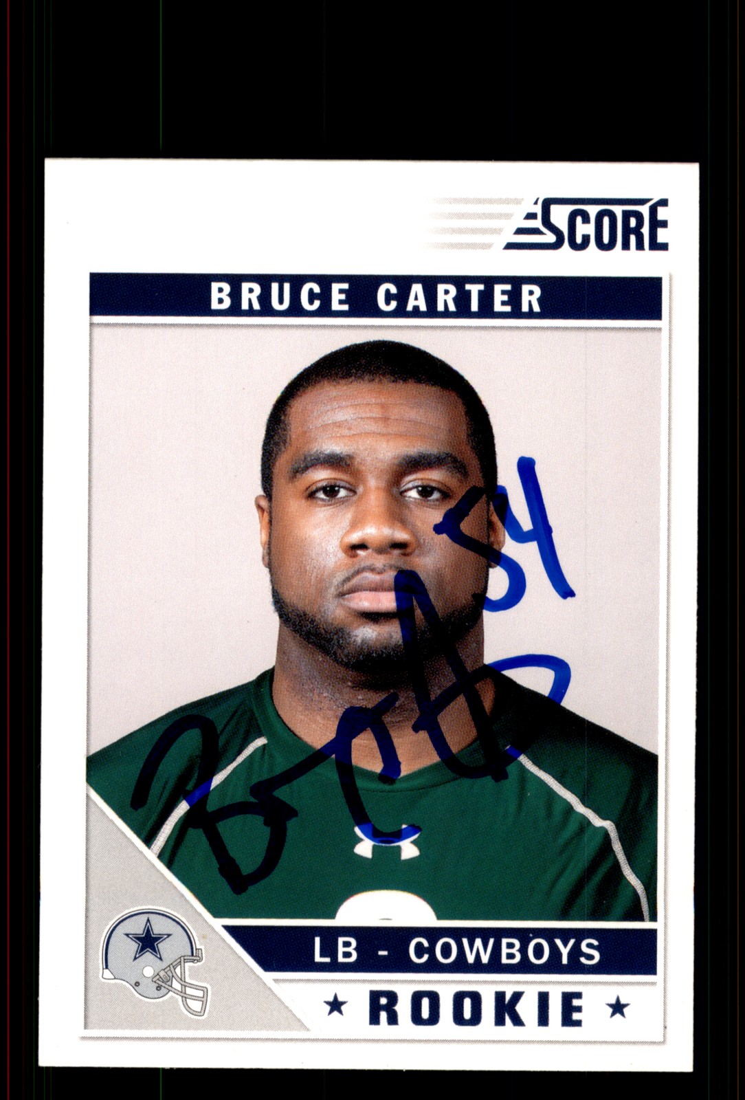 Signed Football Card Auto Bruce Carter 2011 Score #314 Dallas Cowboys